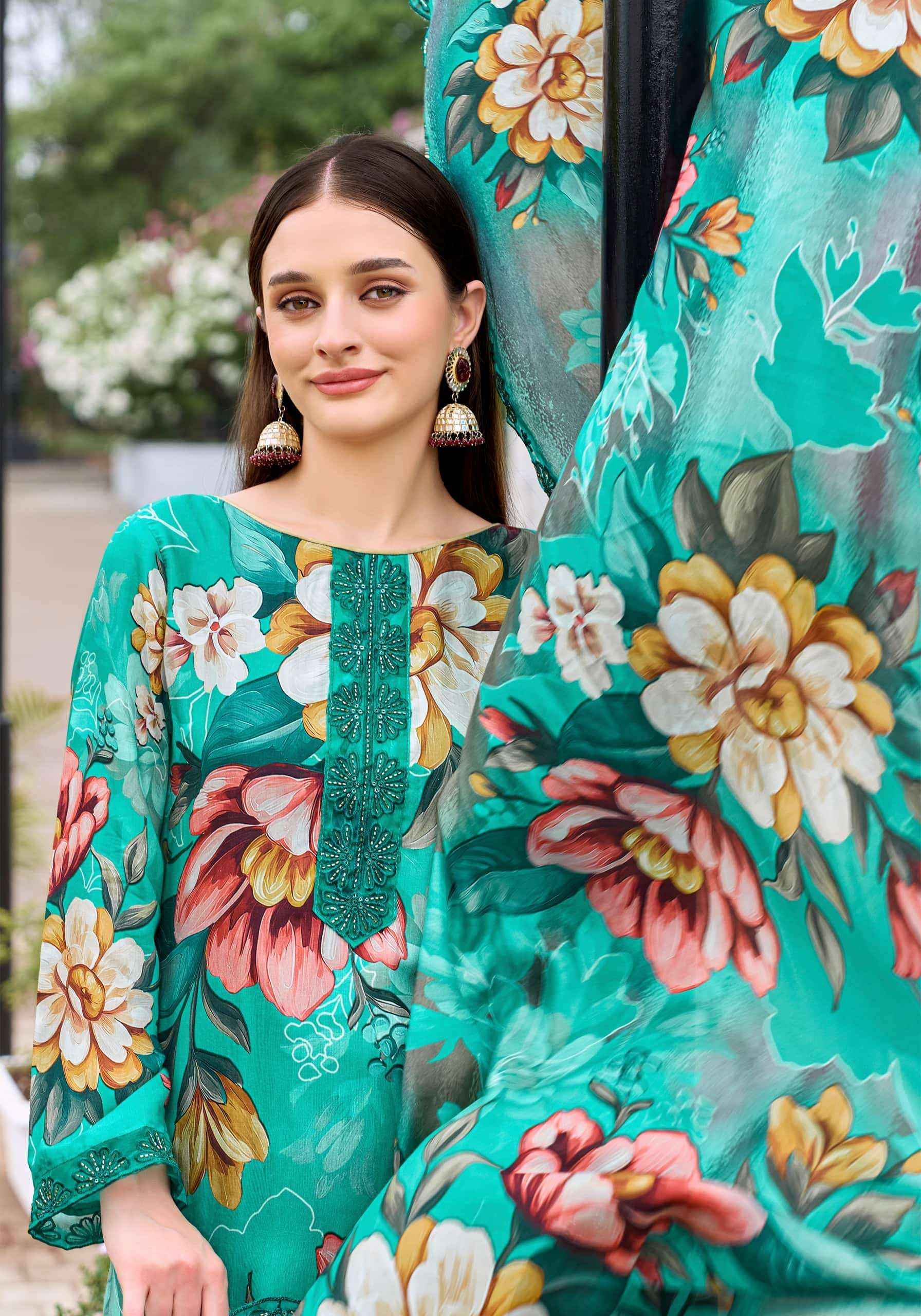 Alok Suit Fariha Edition 7 Designer Printed Muslin Salwar Kameez _ Surat Wholesale Market Price ( 8 Pcs Catalog )