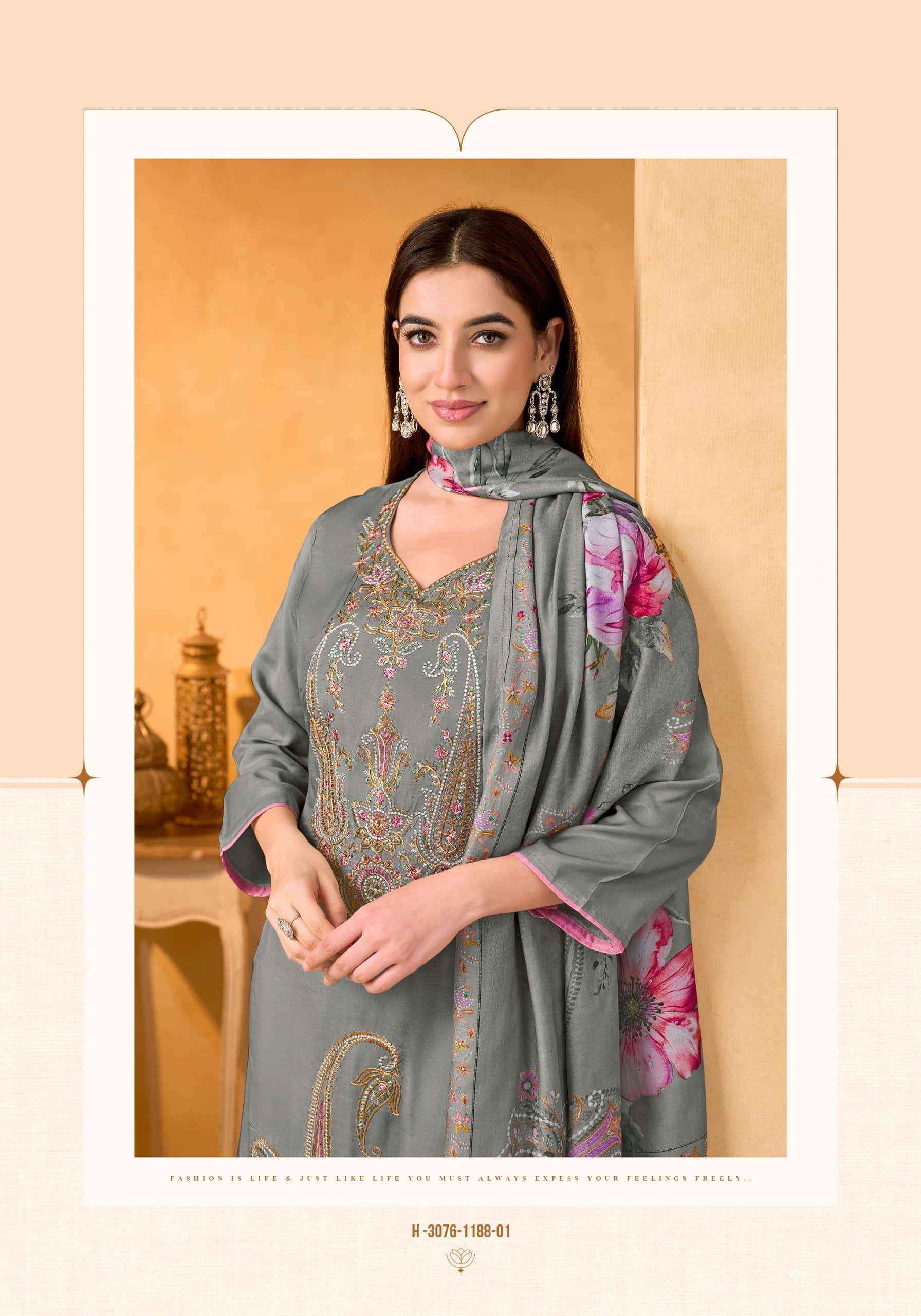 Alok Suit Rosemont Fancy Muslin Salwar Suit _ Surat Wholesale Market Price ( 6 Pcs Catalog )