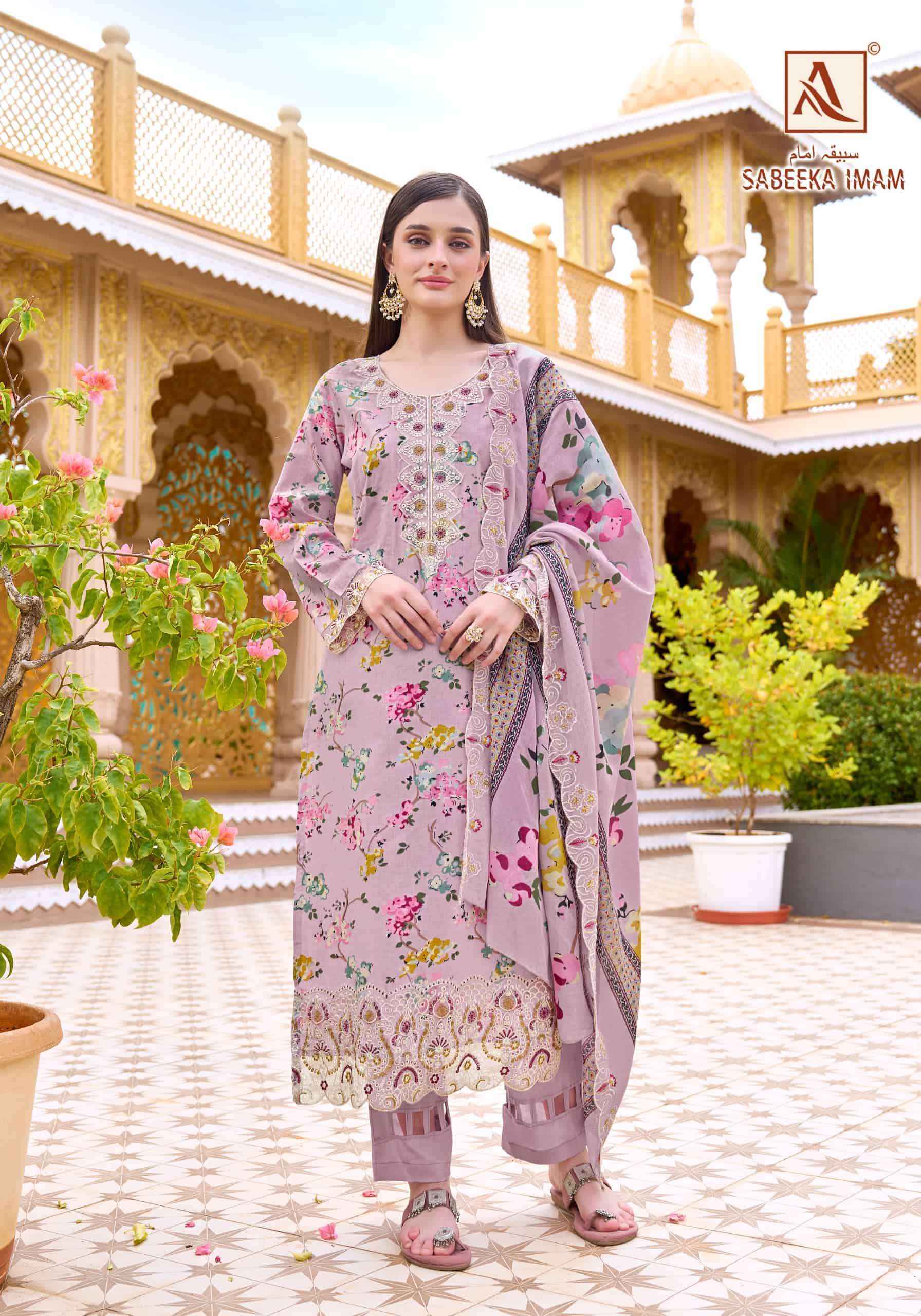 Alok Suit Sabeeka Imam Latest Designs Cotton Salwar Kameez _ Wholesale Surat Market Price ( 8 Pcs Catalog )