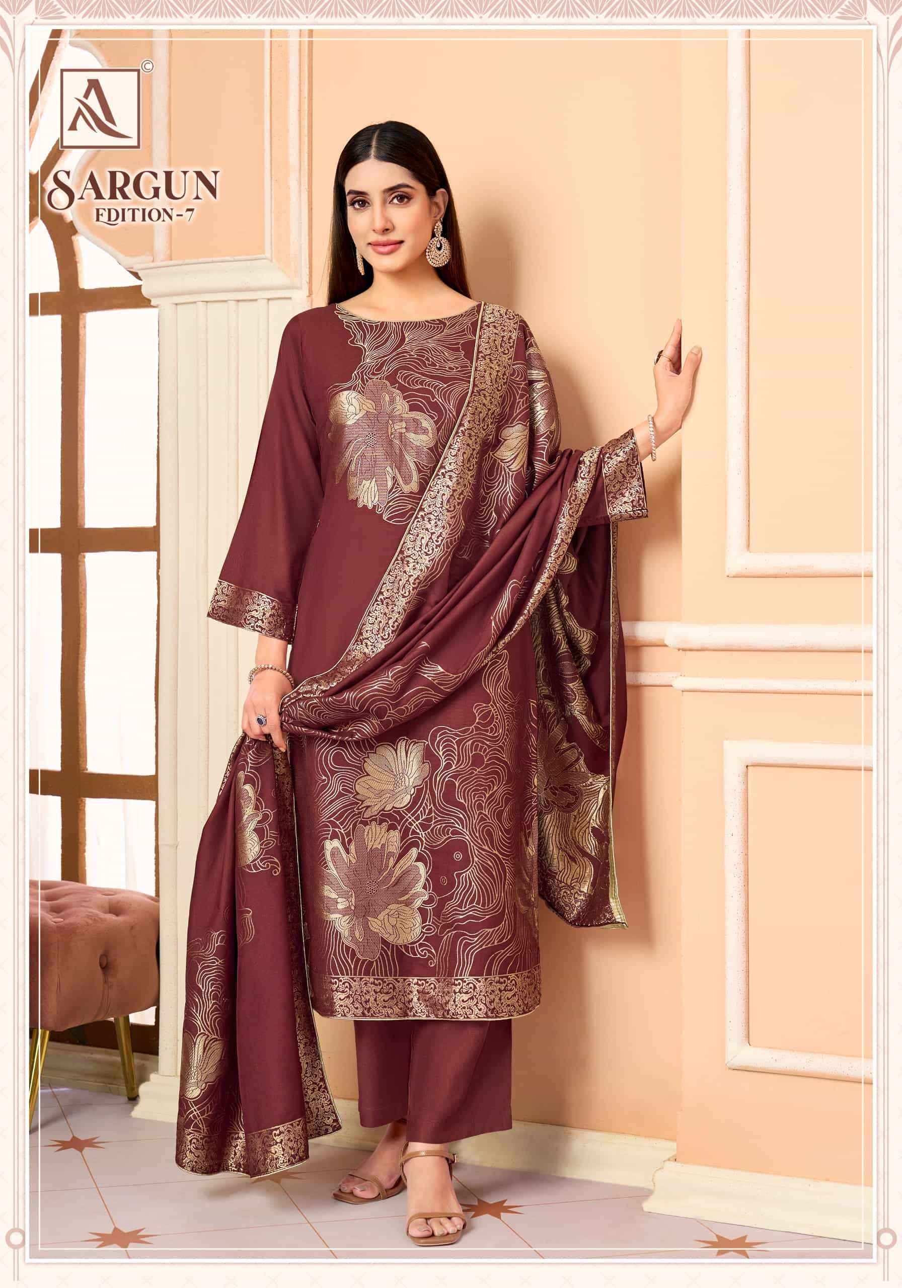 Alok Suit Sargun Edition 7 - Wholesale Muslin Jacquard Suits ( 6 Pcs Catalog )