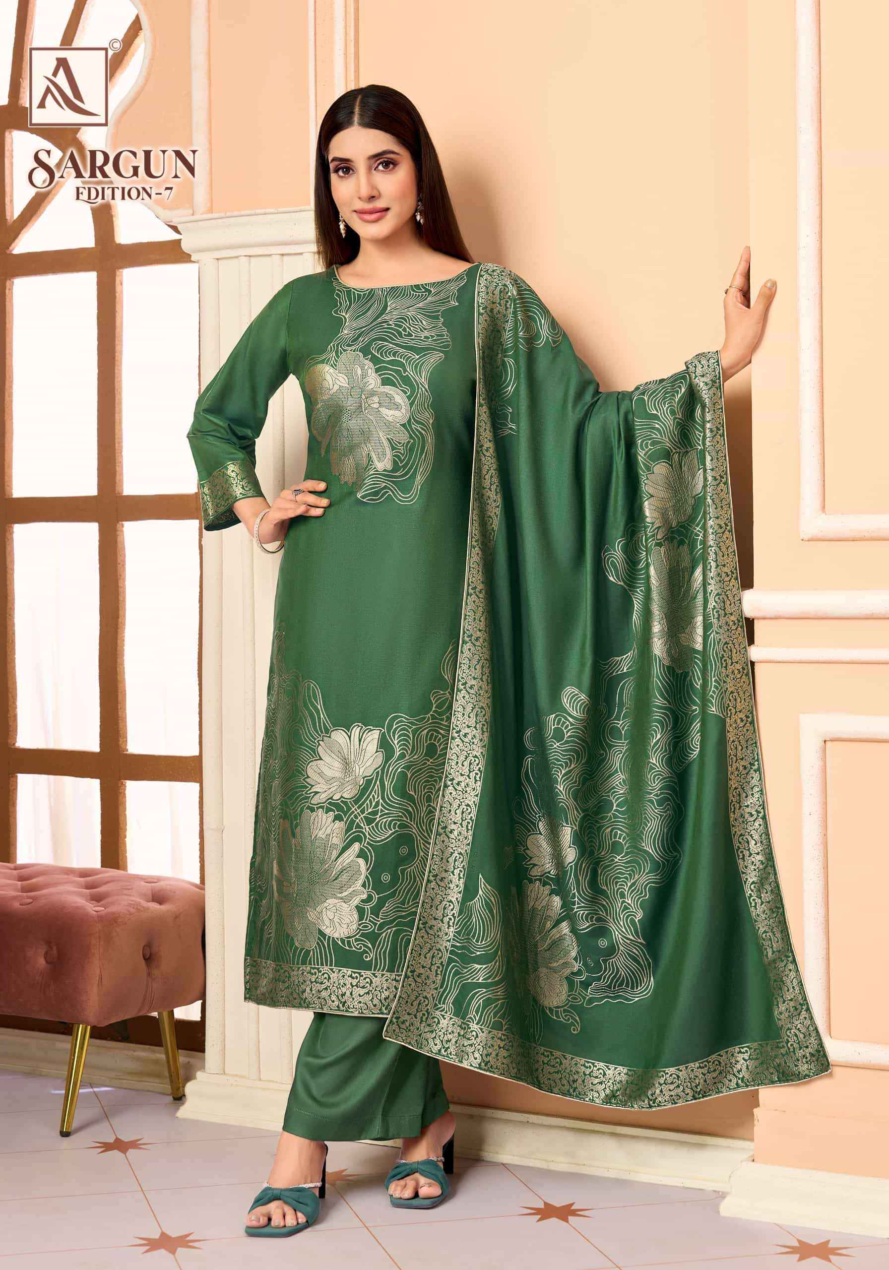 Alok Suit Sargun Edition 7 - Wholesale Muslin Jacquard Suits ( 6 Pcs Catalog )