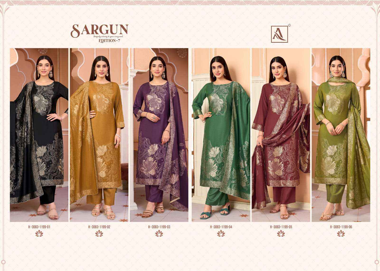 Alok Suit Sargun Edition 7 - Wholesale Muslin Jacquard Suits ( 6 Pcs Catalog )