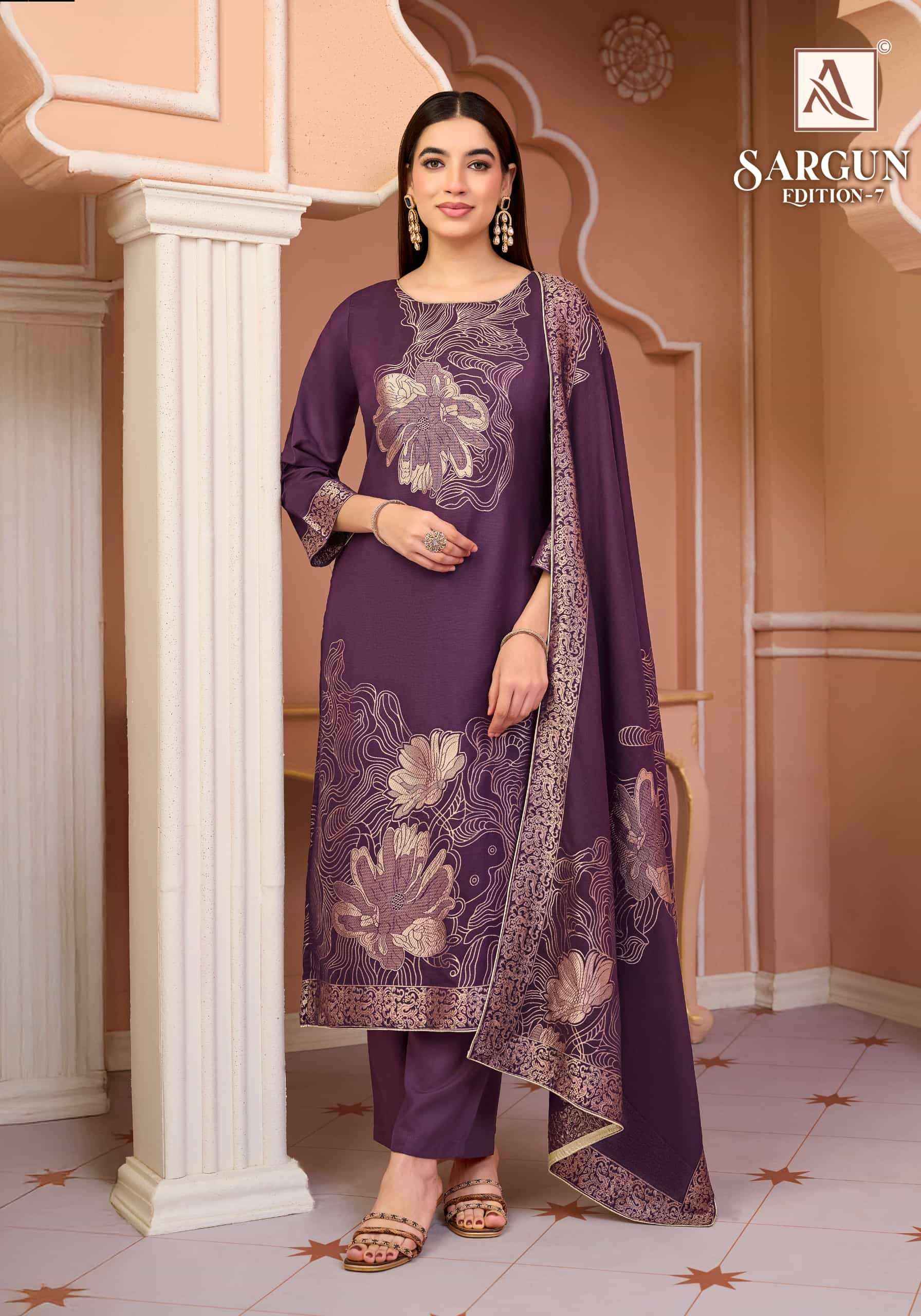 Alok Suit Sargun Edition 7 - Wholesale Muslin Jacquard Suits ( 6 Pcs Catalog )