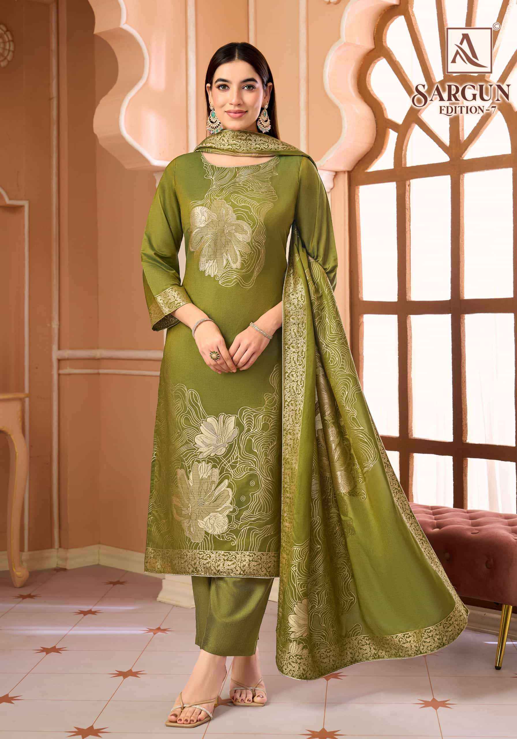 Alok Suit Sargun Edition 7 - Wholesale Muslin Jacquard Suits ( 6 Pcs Catalog )