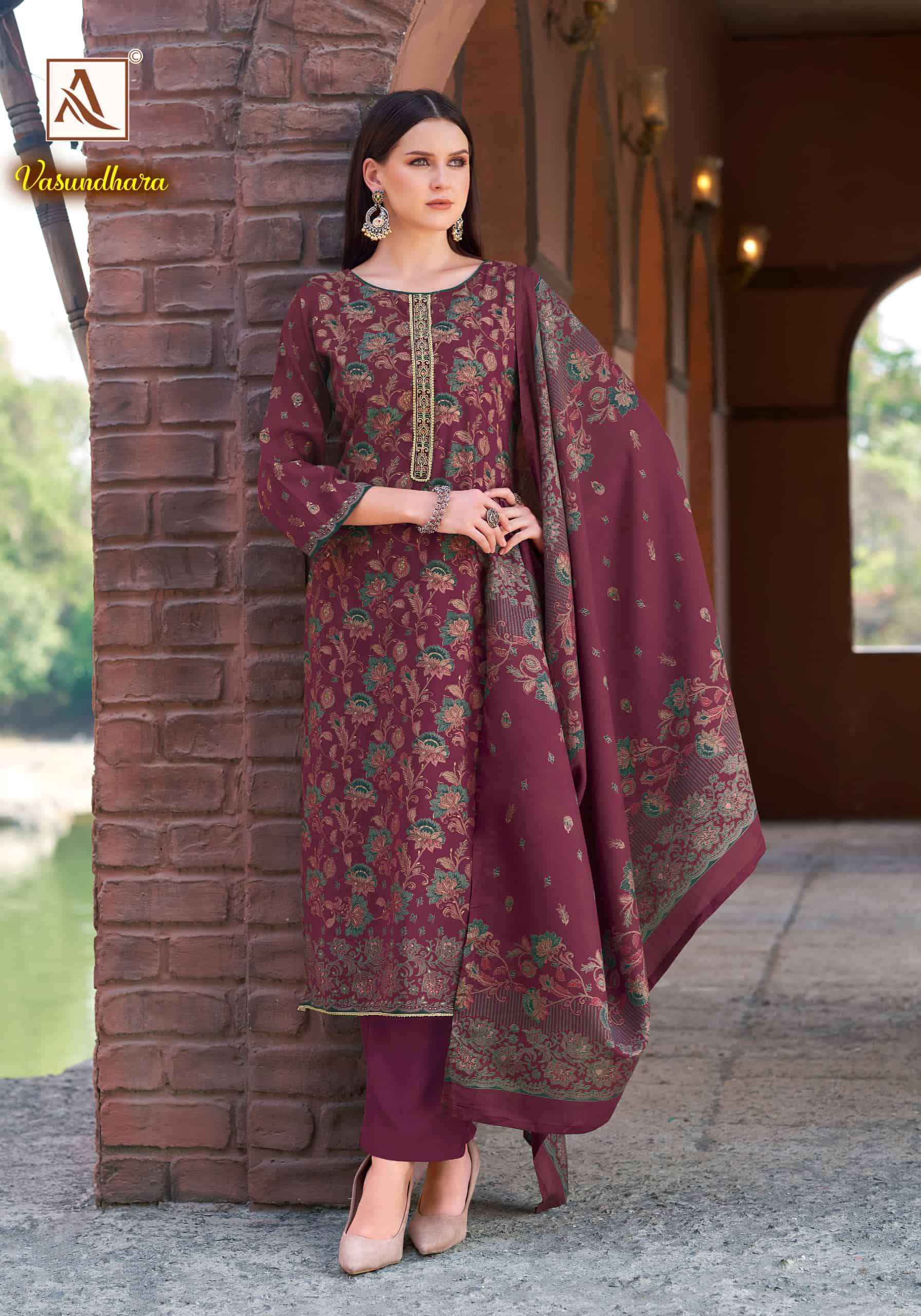 Alok Suit Vasundhara Fancy Ladies Salwar Kameez _ Surat Wholesale Market Price ( 6 Pcs Catalog )