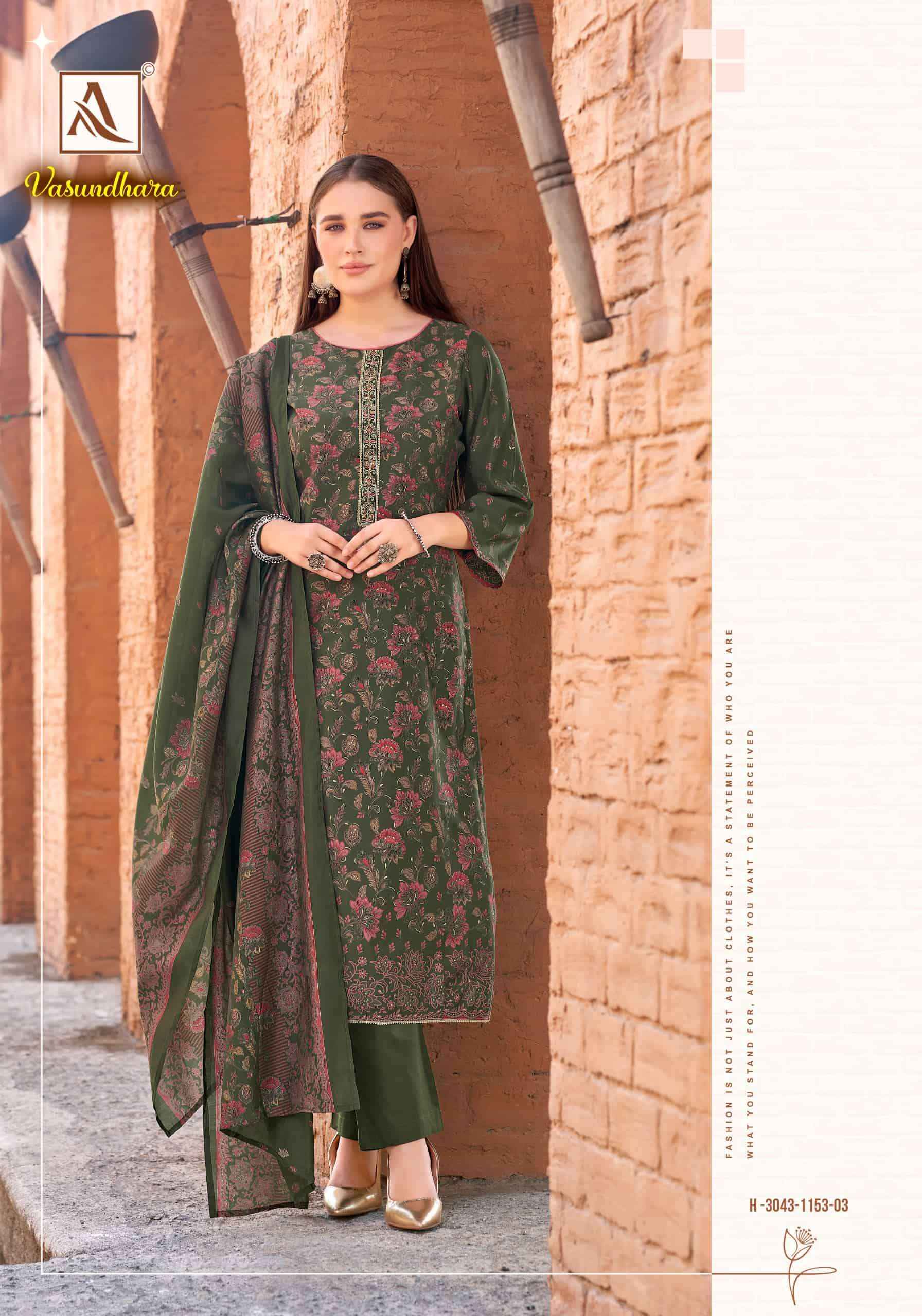 Alok Suit Vasundhara Fancy Ladies Salwar Kameez _ Surat Wholesale Market Price ( 6 Pcs Catalog )