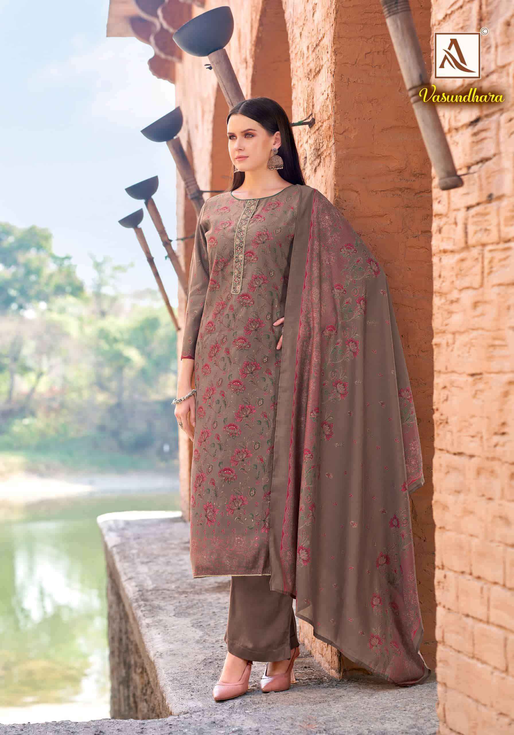 Alok Suit Vasundhara Fancy Ladies Salwar Kameez _ Surat Wholesale Market Price ( 6 Pcs Catalog )