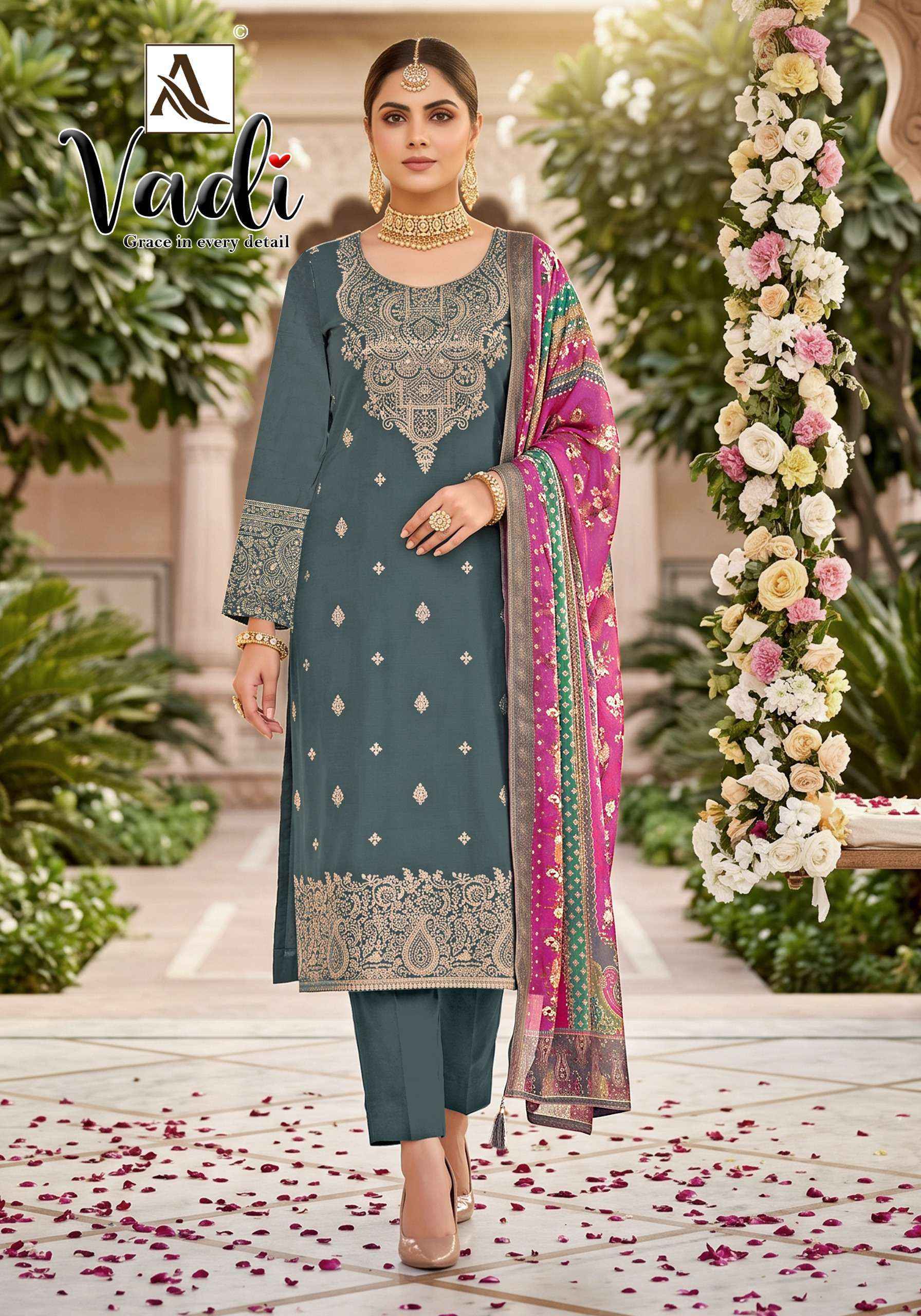 Alok Vadi Jacquard Salwar Kameez _ Surat Wholesale Market Price ( 6 Pcs Catalog )
