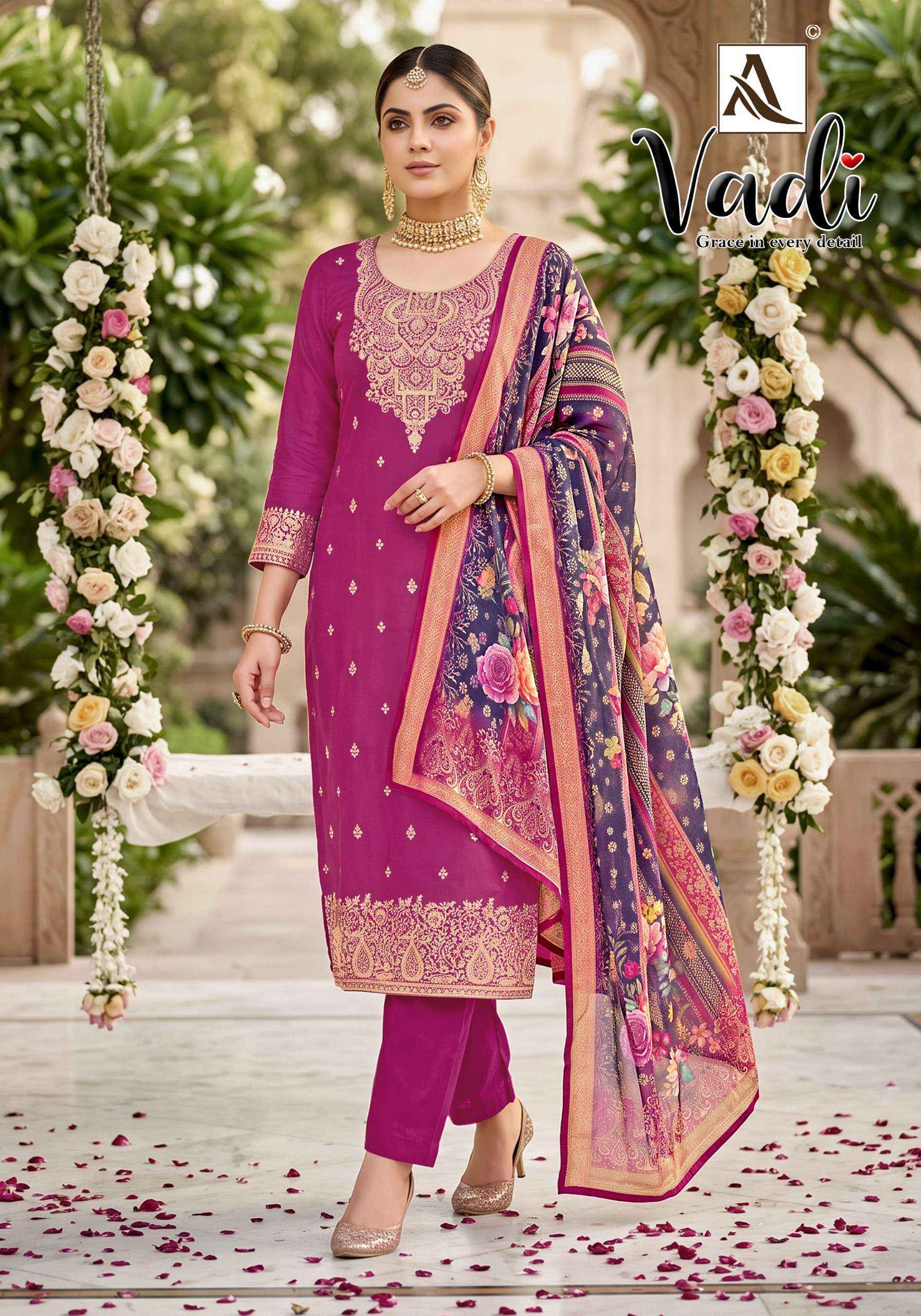 Alok Vadi Jacquard Salwar Kameez _ Surat Wholesale Market Price ( 6 Pcs Catalog )