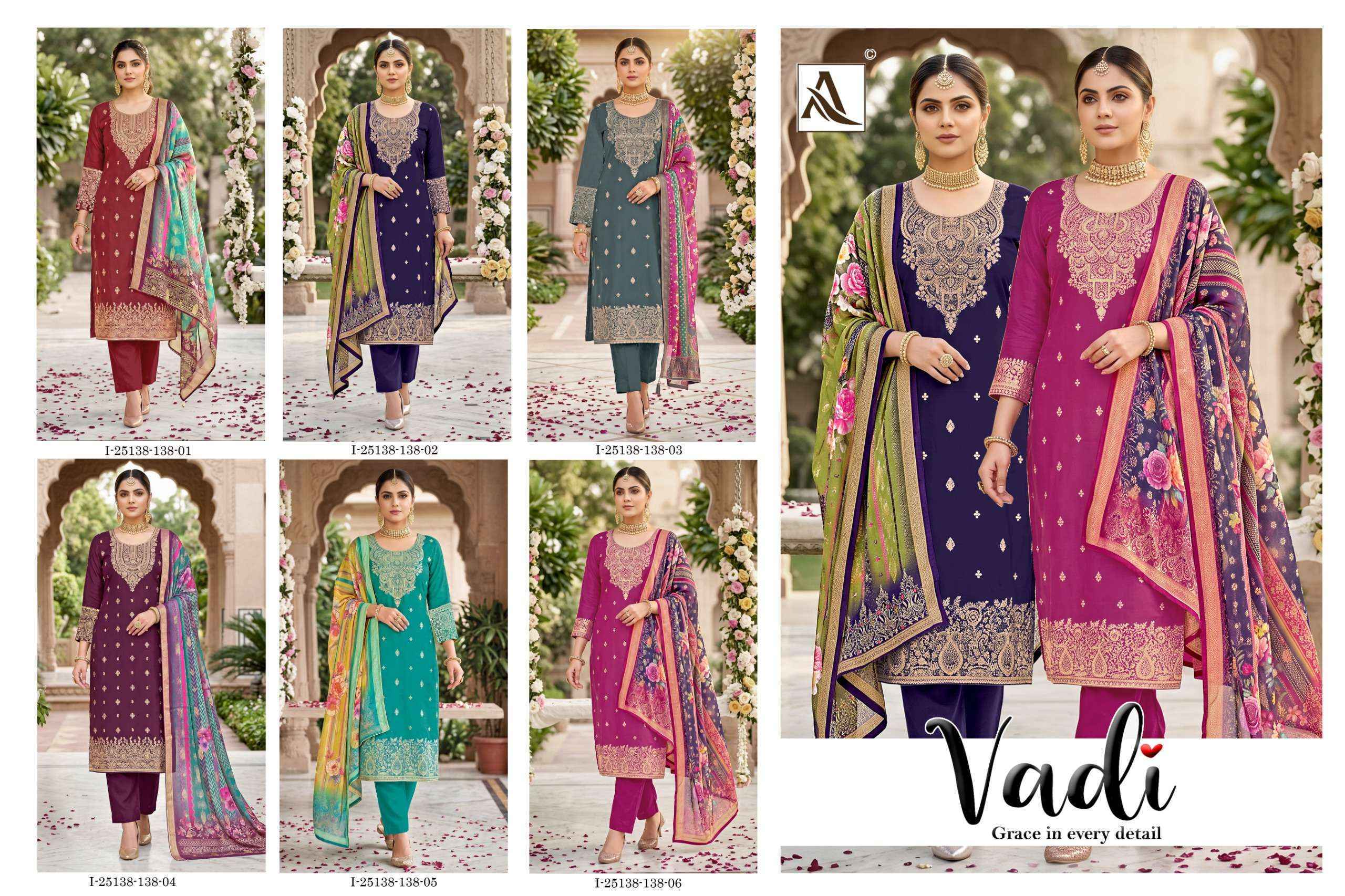 Alok Vadi Jacquard Salwar Kameez _ Surat Wholesale Market Price ( 6 Pcs Catalog )