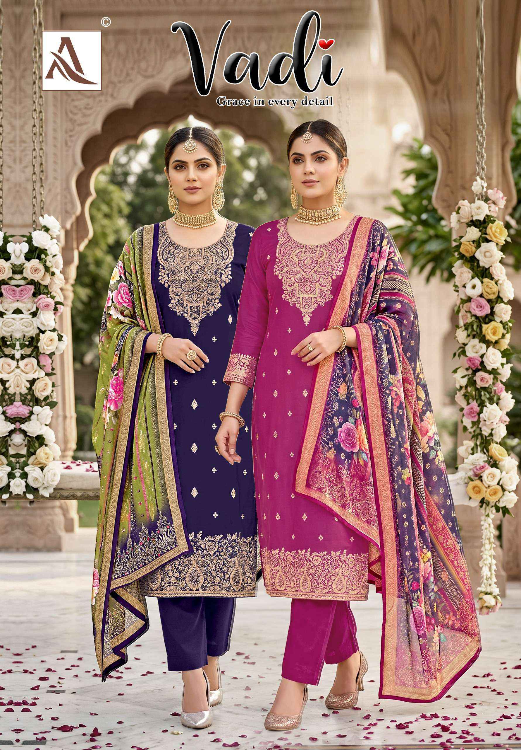Alok Vadi Jacquard Salwar Kameez _ Surat Wholesale Market Price ( 6 Pcs Catalog )