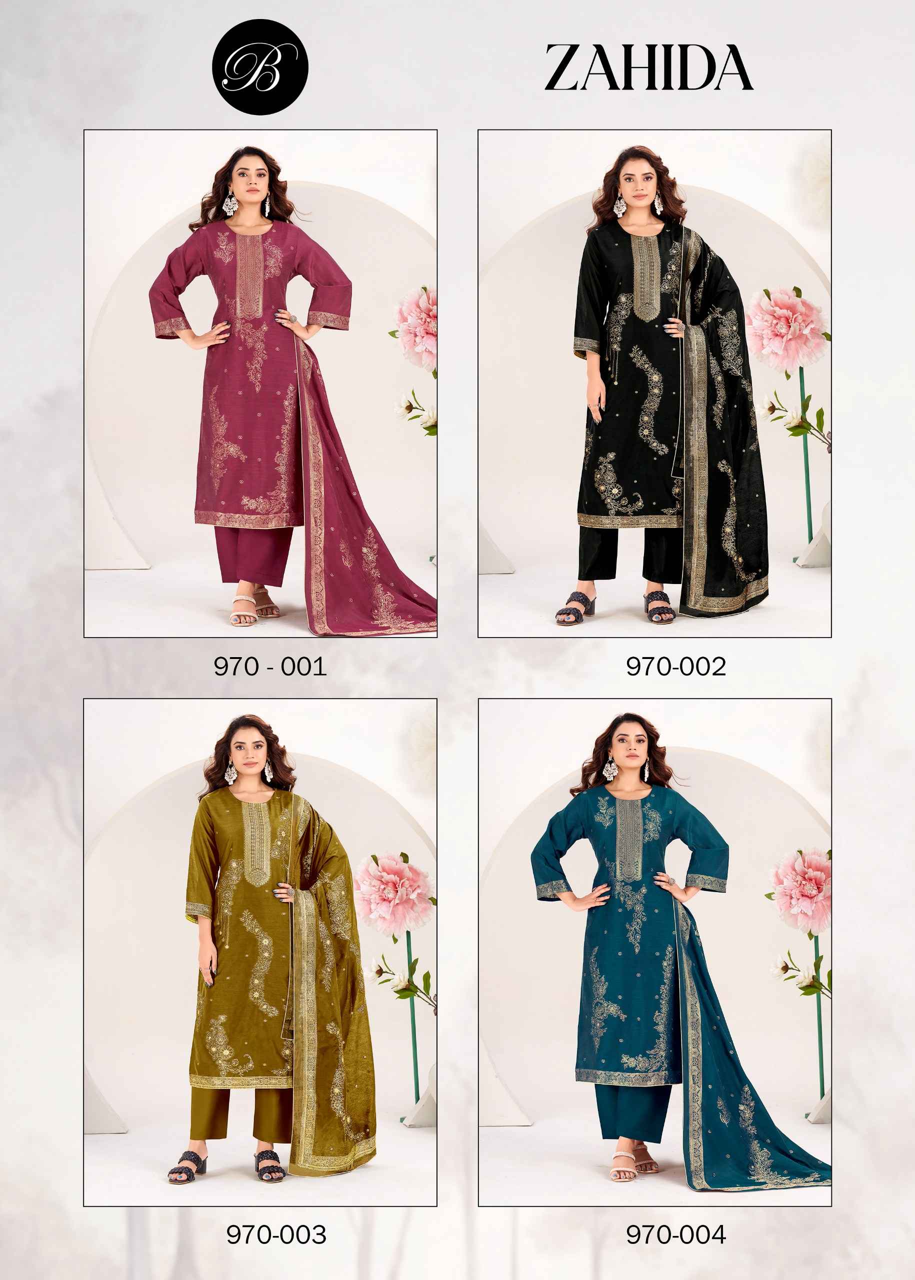Belliza Designer Zahida Cotton Silk Jacquard Catalog (4 Pcs Set) Wholesale