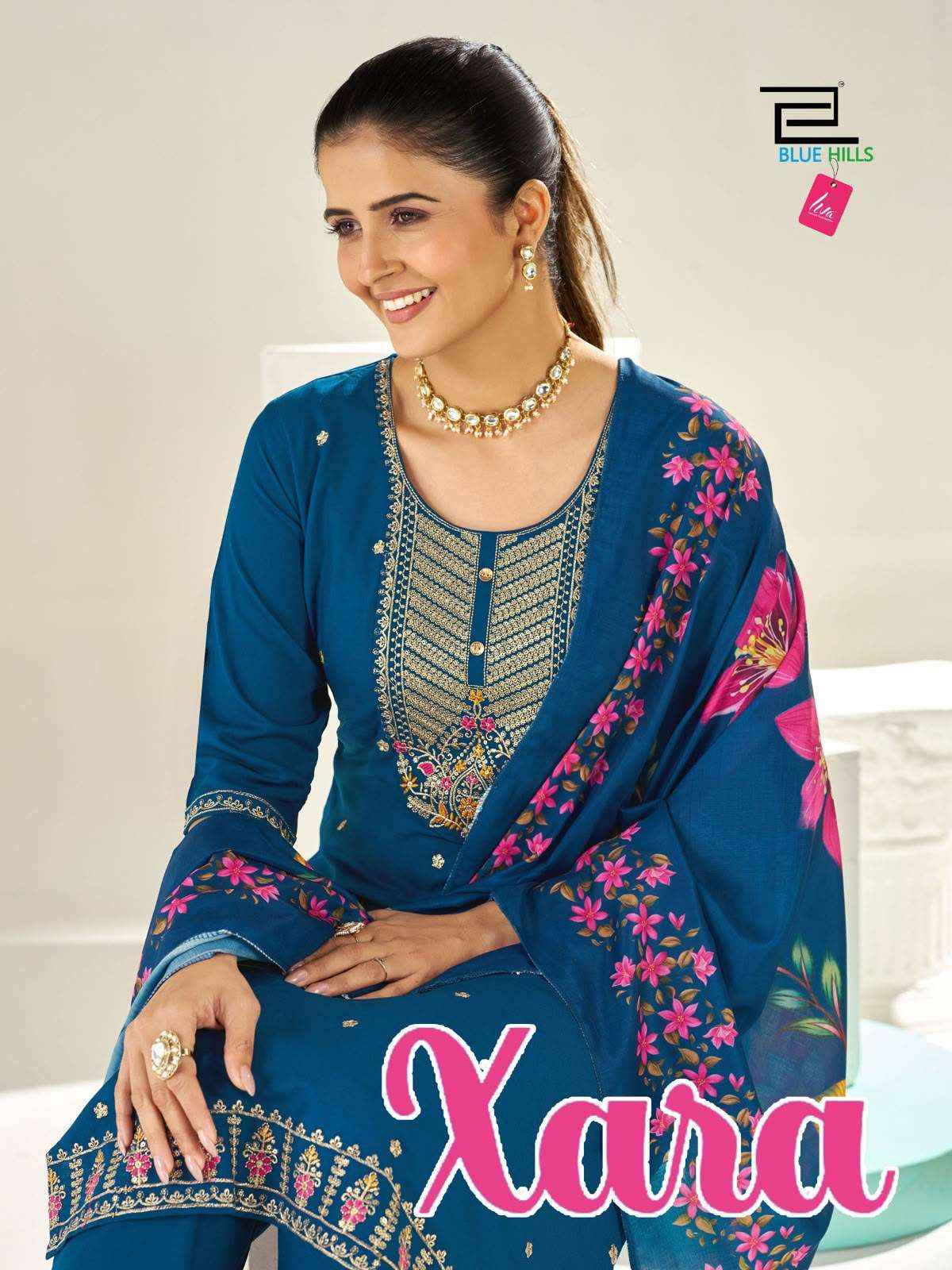 Blue Hills Xara Readymade Fancy 3 Piece Suit  _ Surat Wholesale Market Price ( 6 Pcs Catalog )