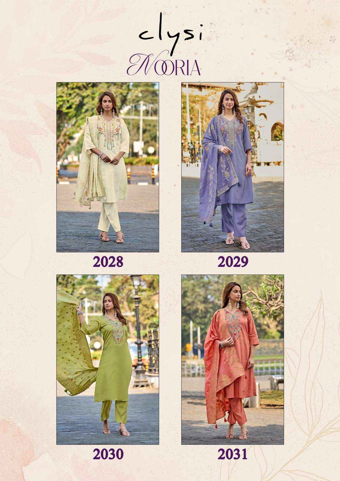 Clysi Nooria Premium Designs 3 Piece Pair Set _ Surat Wholesale Market Price ( 4 Pcs Catalog )
