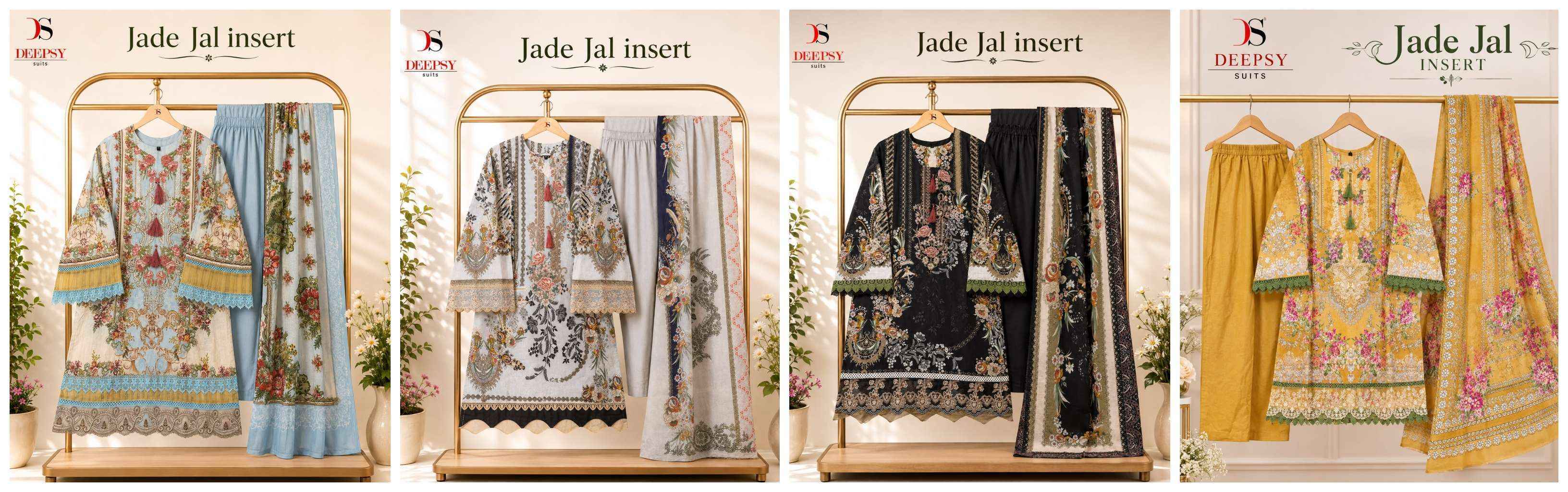 Deepsy Jade Jal Insert Readymade Cotton Dress Wholesale ( 4 pcs Catalogue )