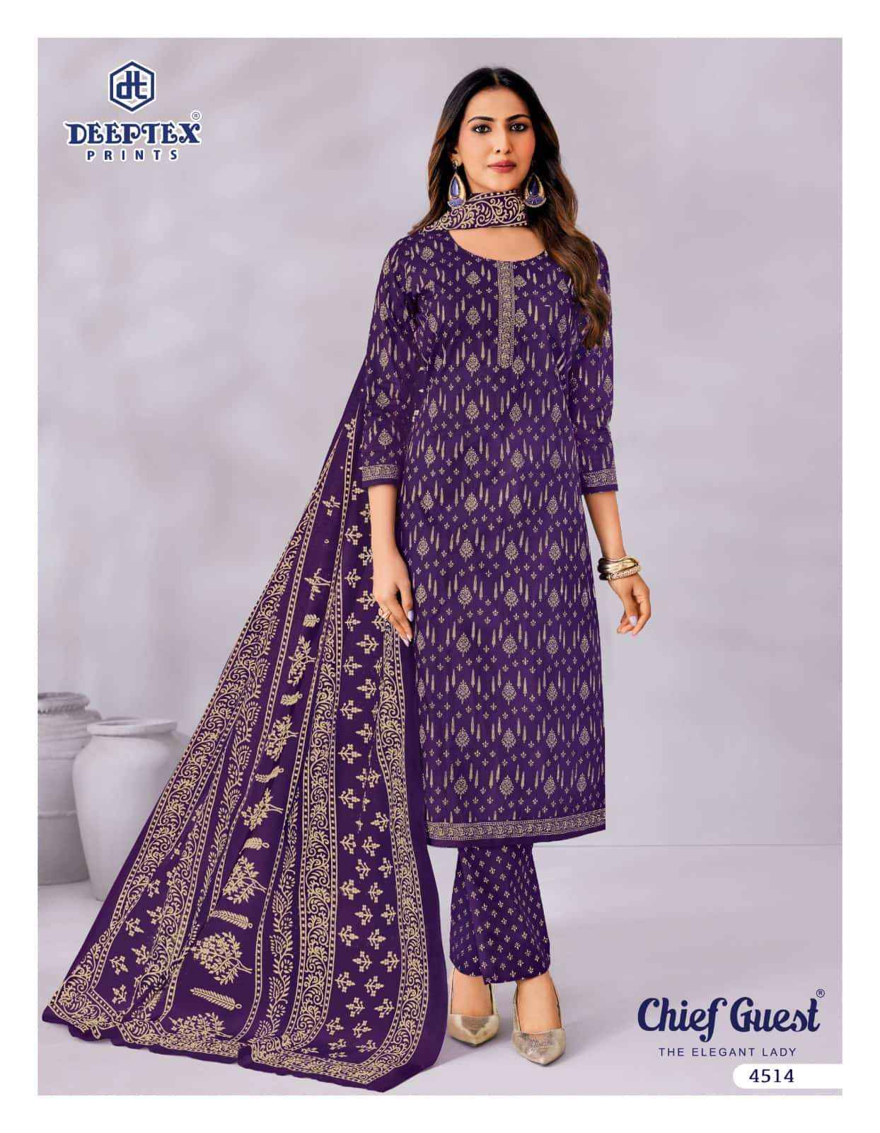Deeptex Chief Guest Vol 45 Unstitch Cotton Salwar Kameez _ Wholesale Surat Market Price ( 15 Pcs Catalog )