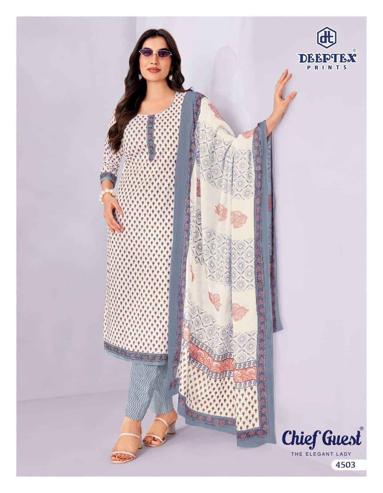 Deeptex Chief Guest Vol 45 Unstitch Cotton Salwar Kameez _ Wholesale Surat Market Price ( 15 Pcs Catalog )