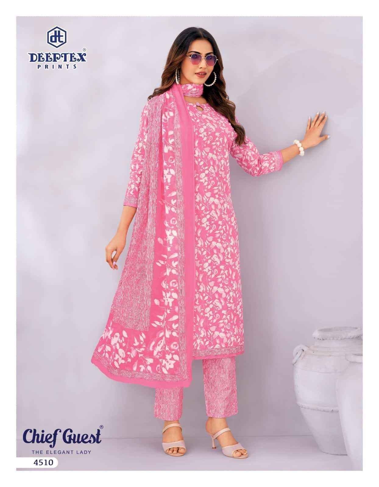 Deeptex Chief Guest Vol 45 Unstitch Cotton Salwar Kameez _ Wholesale Surat Market Price ( 15 Pcs Catalog )