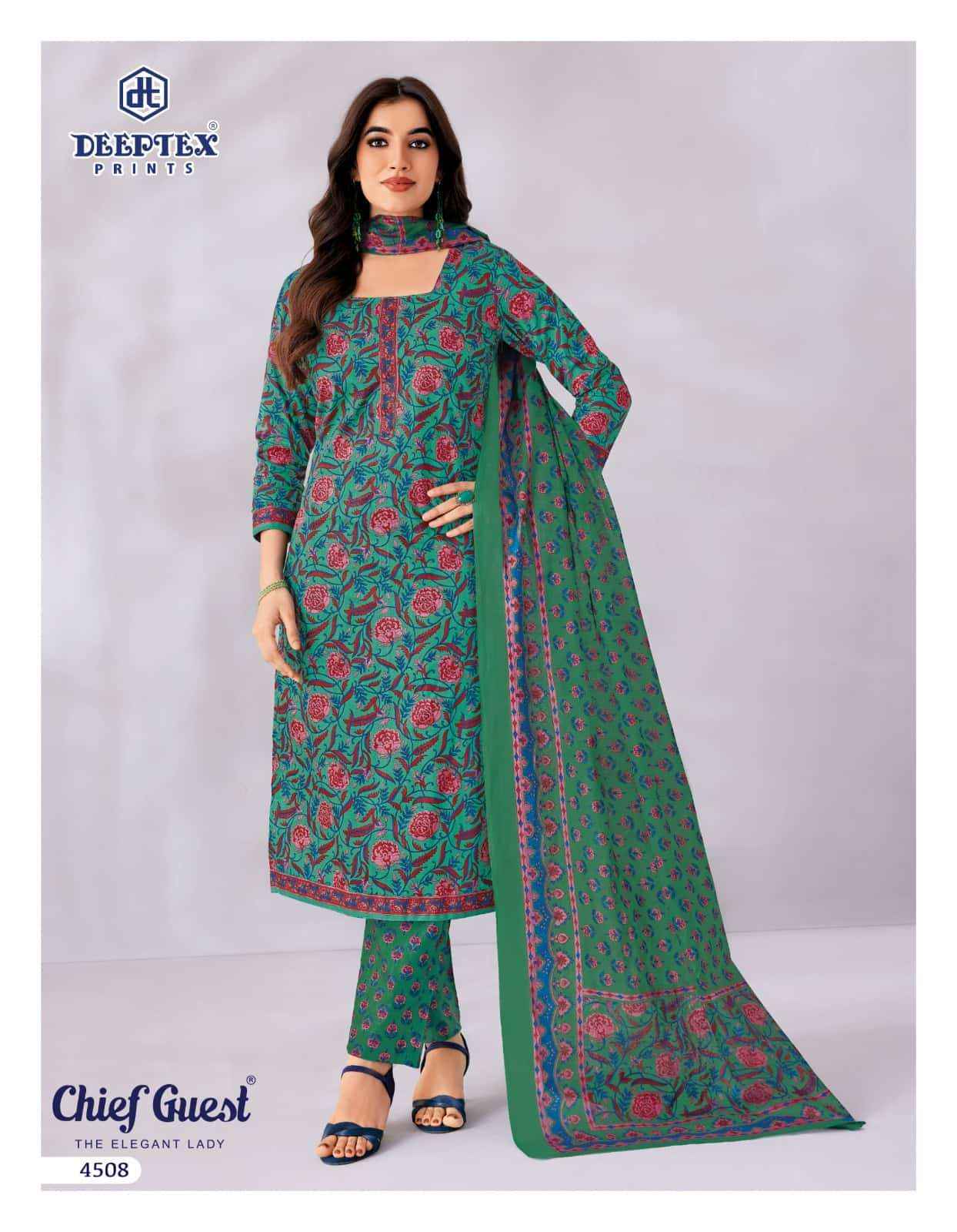 Deeptex Chief Guest Vol 45 Unstitch Cotton Salwar Kameez _ Wholesale Surat Market Price ( 15 Pcs Catalog )