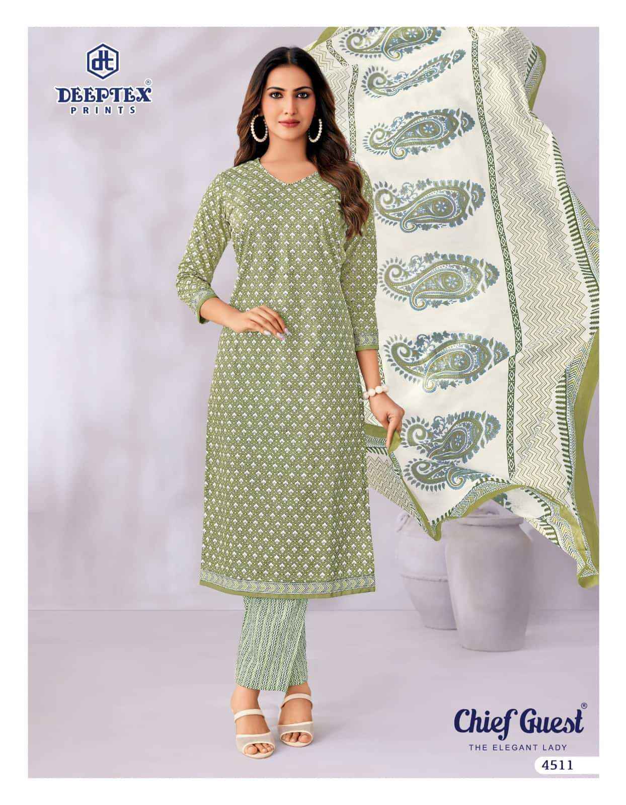 Deeptex Chief Guest Vol 45 Unstitch Cotton Salwar Kameez _ Wholesale Surat Market Price ( 15 Pcs Catalog )