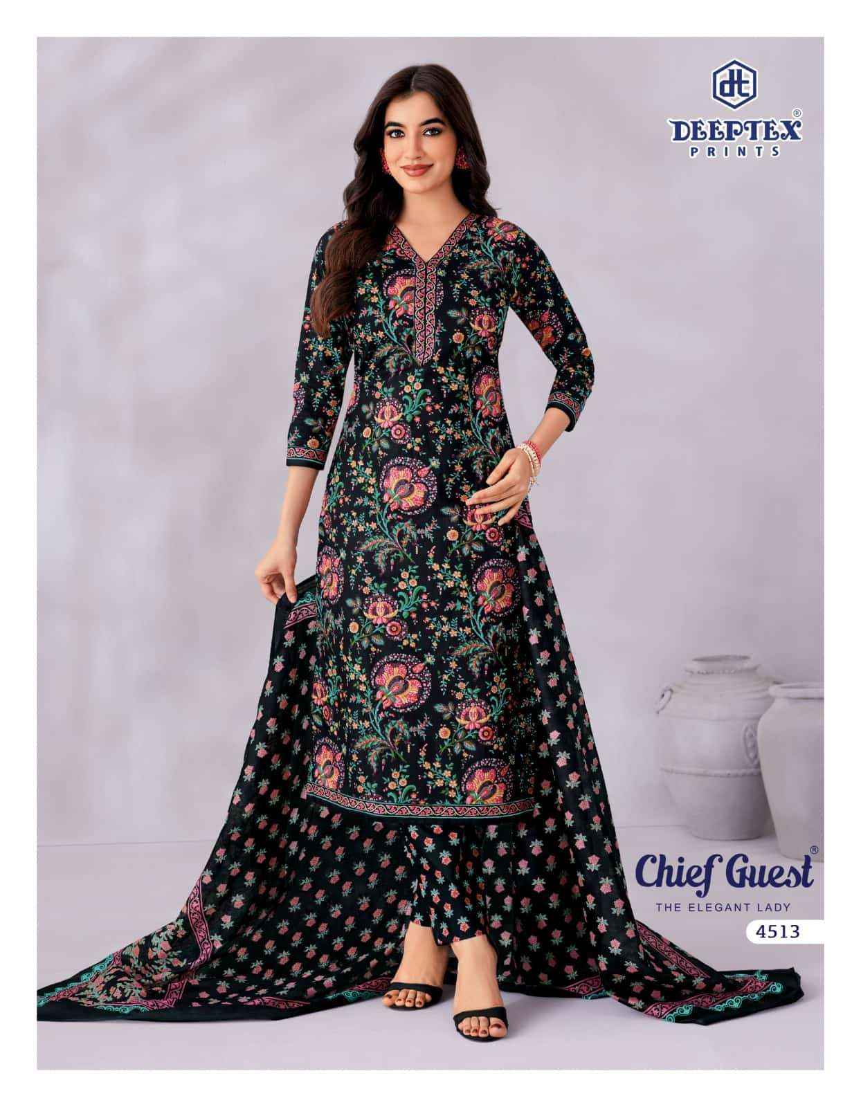 Deeptex Chief Guest Vol 45 Unstitch Cotton Salwar Kameez _ Wholesale Surat Market Price ( 15 Pcs Catalog )