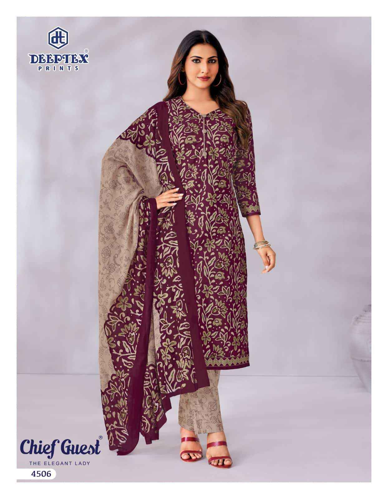 Deeptex Chief Guest Vol 45 Unstitch Cotton Salwar Kameez _ Wholesale Surat Market Price ( 15 Pcs Catalog )
