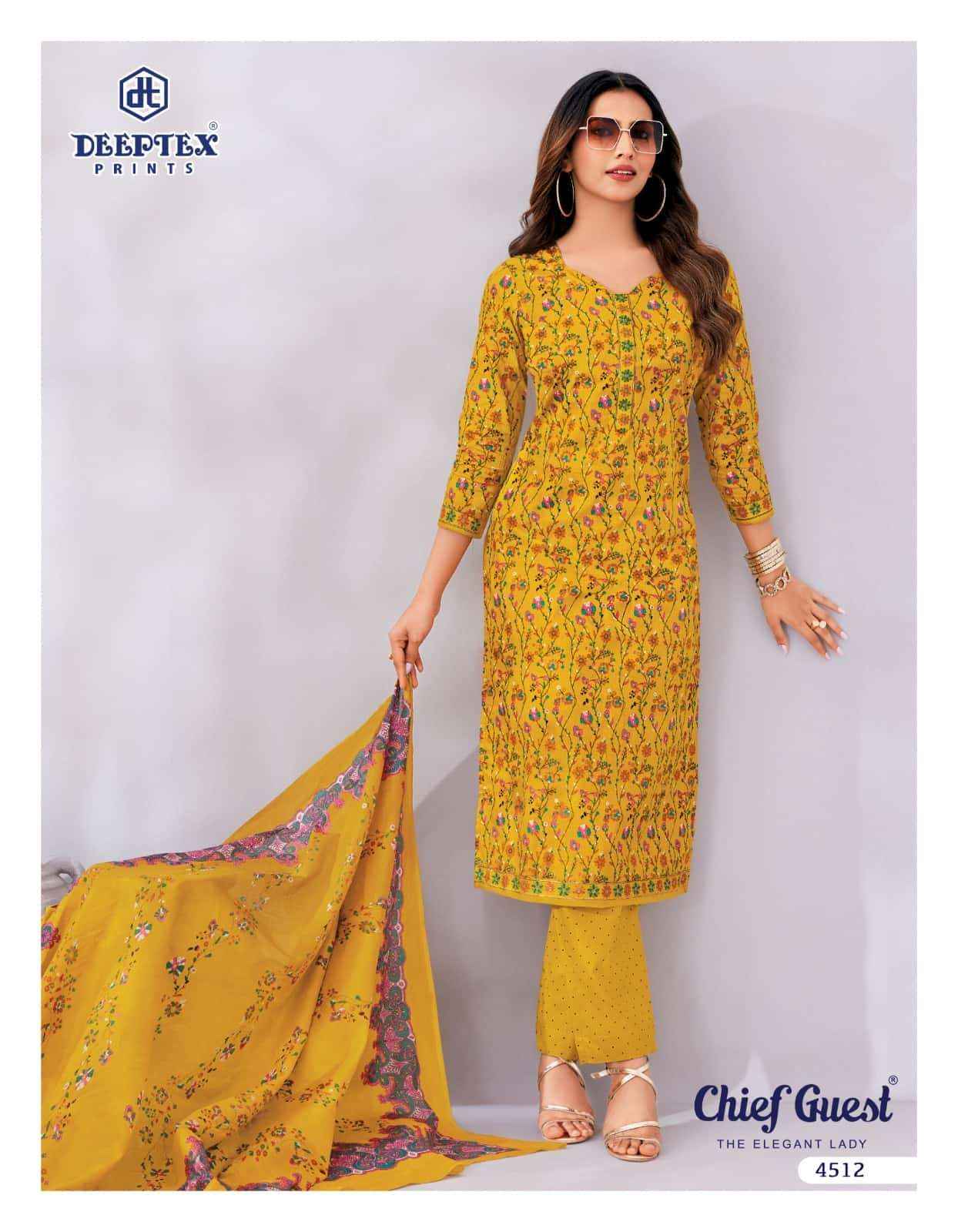 Deeptex Chief Guest Vol 45 Unstitch Cotton Salwar Kameez _ Wholesale Surat Market Price ( 15 Pcs Catalog )