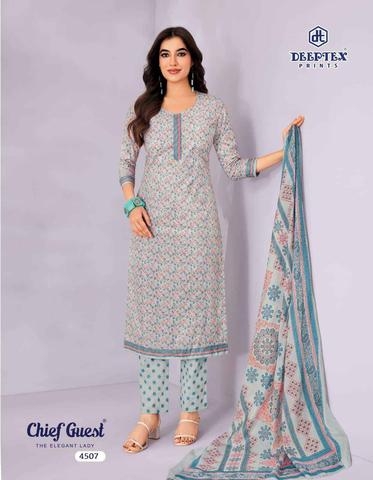 Deeptex Chief Guest Vol 45 Unstitch Cotton Salwar Kameez _ Wholesale Surat Market Price ( 15 Pcs Catalog )