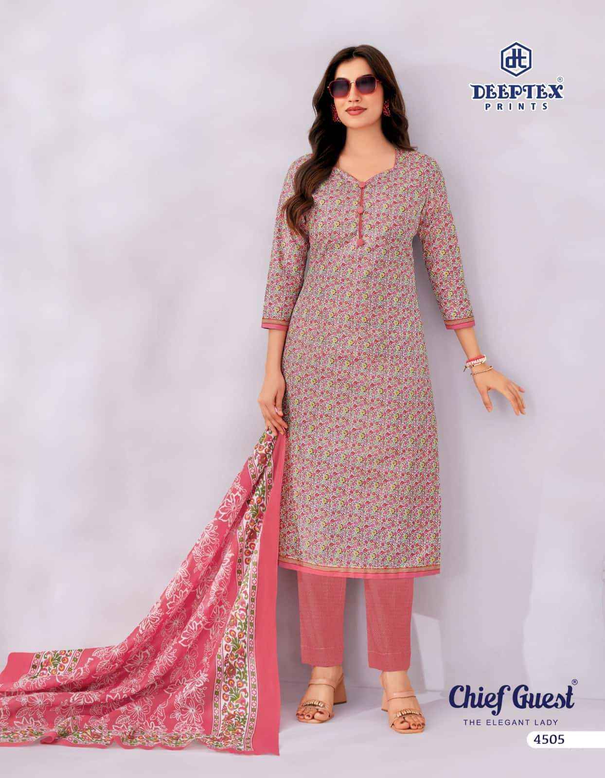 Deeptex Chief Guest Vol 45 Unstitch Cotton Salwar Kameez _ Wholesale Surat Market Price ( 15 Pcs Catalog )