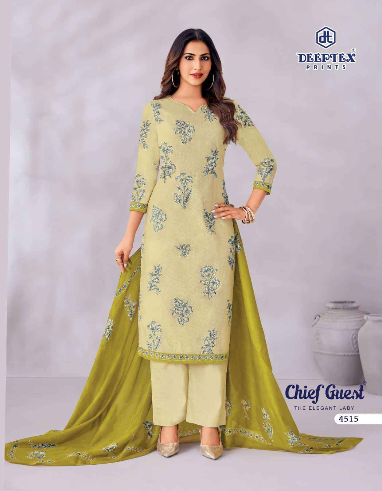 Deeptex Chief Guest Vol 45 Unstitch Cotton Salwar Kameez _ Wholesale Surat Market Price ( 15 Pcs Catalog )