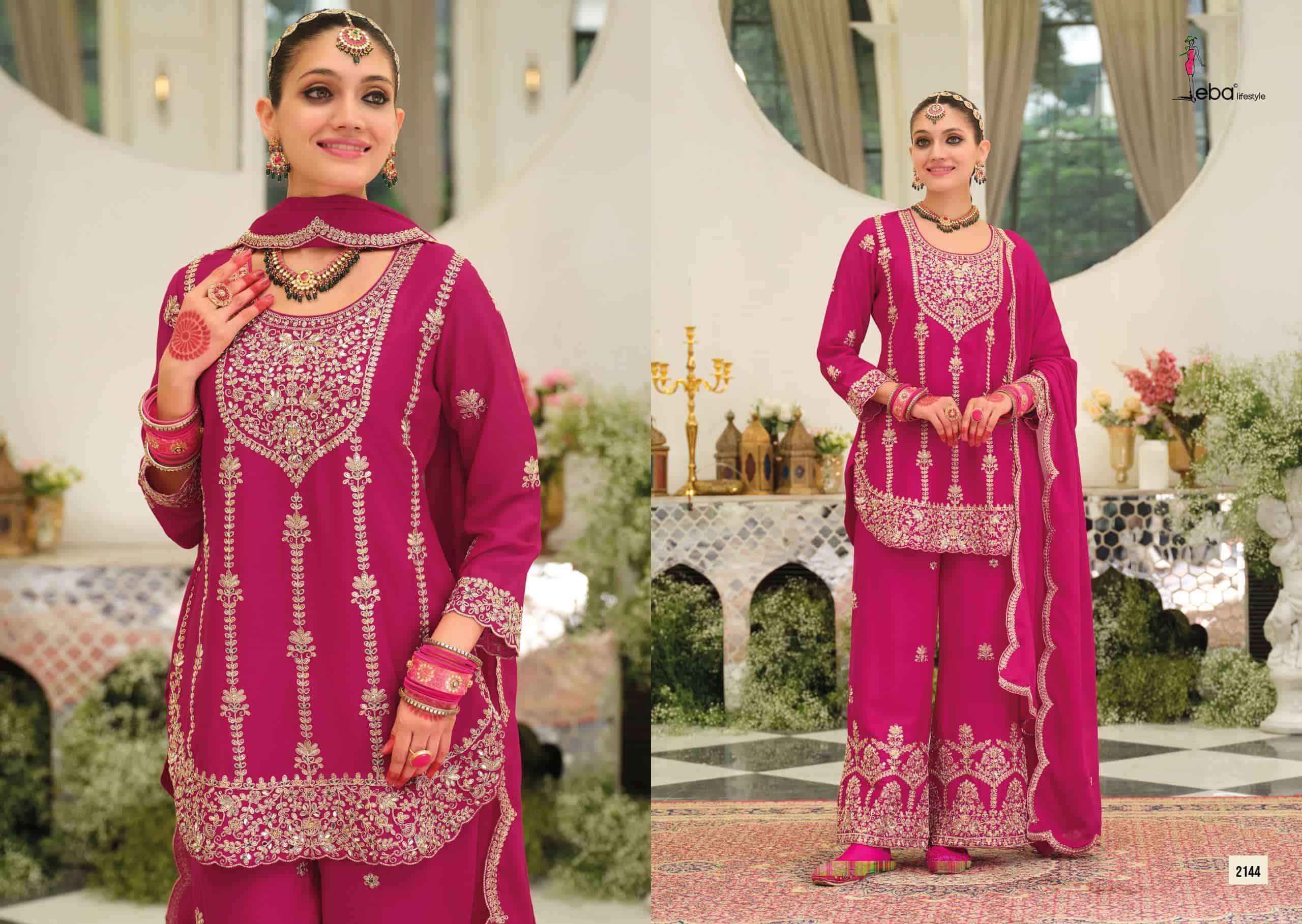 Eba Lifestyle Pallavi Nx Partywear Designer Palazzo Suit _ Surat Wholesale Market Price ( 3 Pcs Catalog )