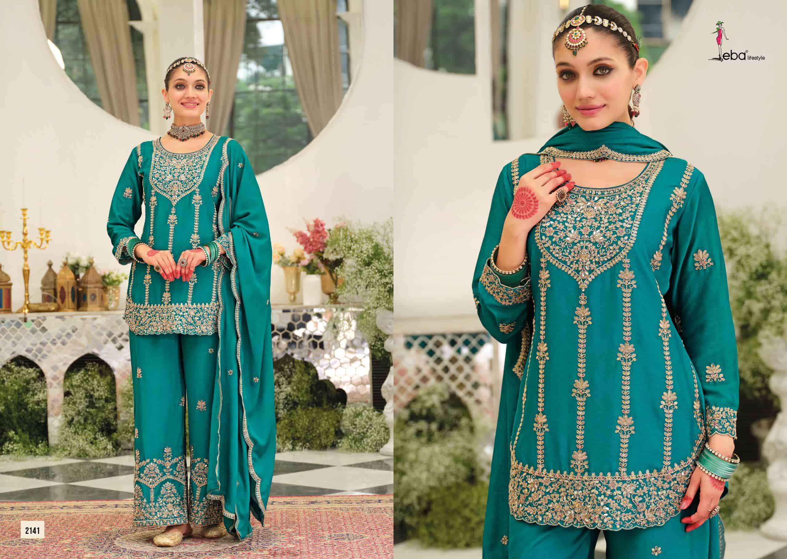 Eba Lifestyle Pallavi Nx Partywear Designer Palazzo Suit _ Surat Wholesale Market Price ( 3 Pcs Catalog )