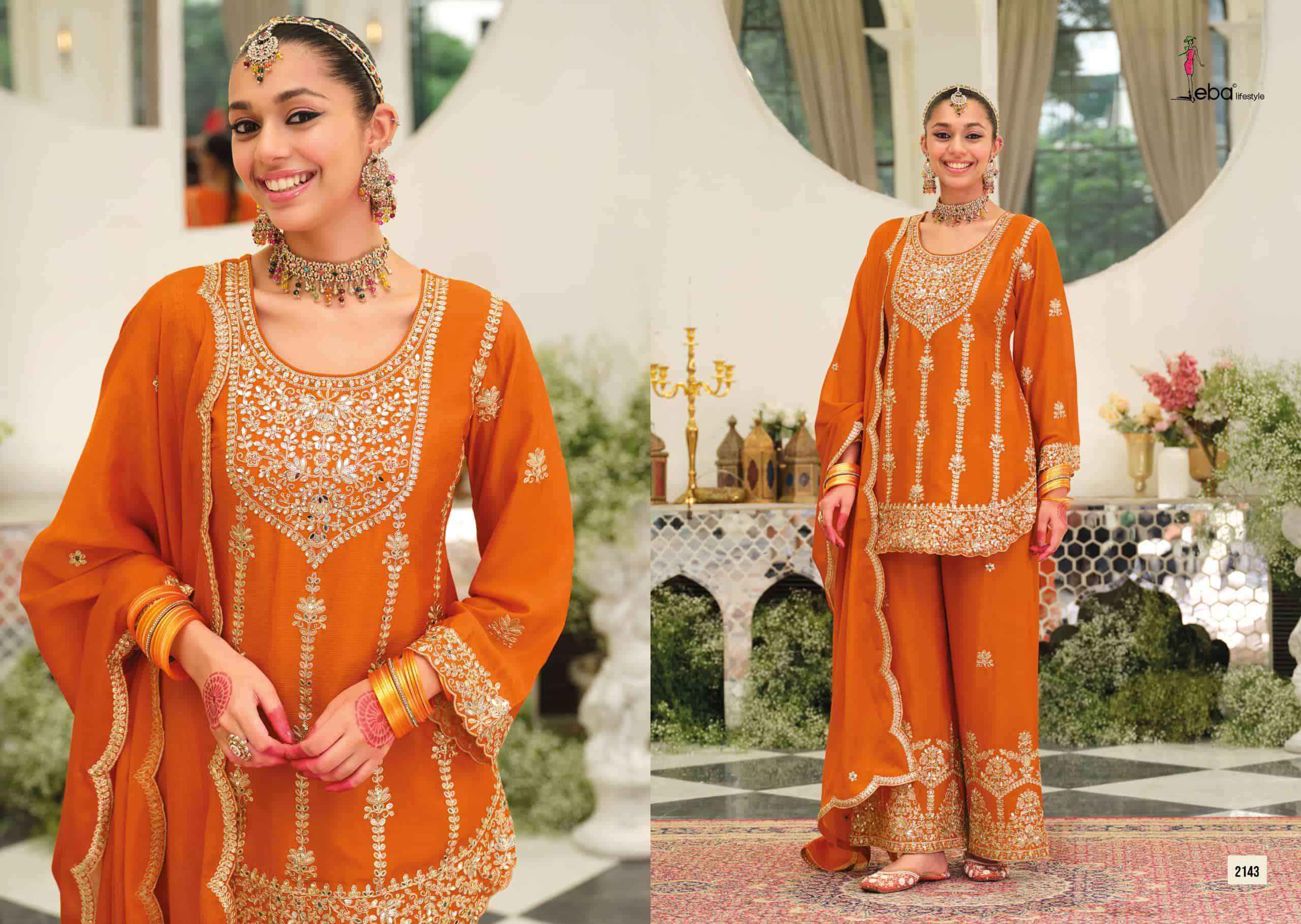 Eba Lifestyle Pallavi Nx Partywear Designer Palazzo Suit _ Surat Wholesale Market Price ( 3 Pcs Catalog )