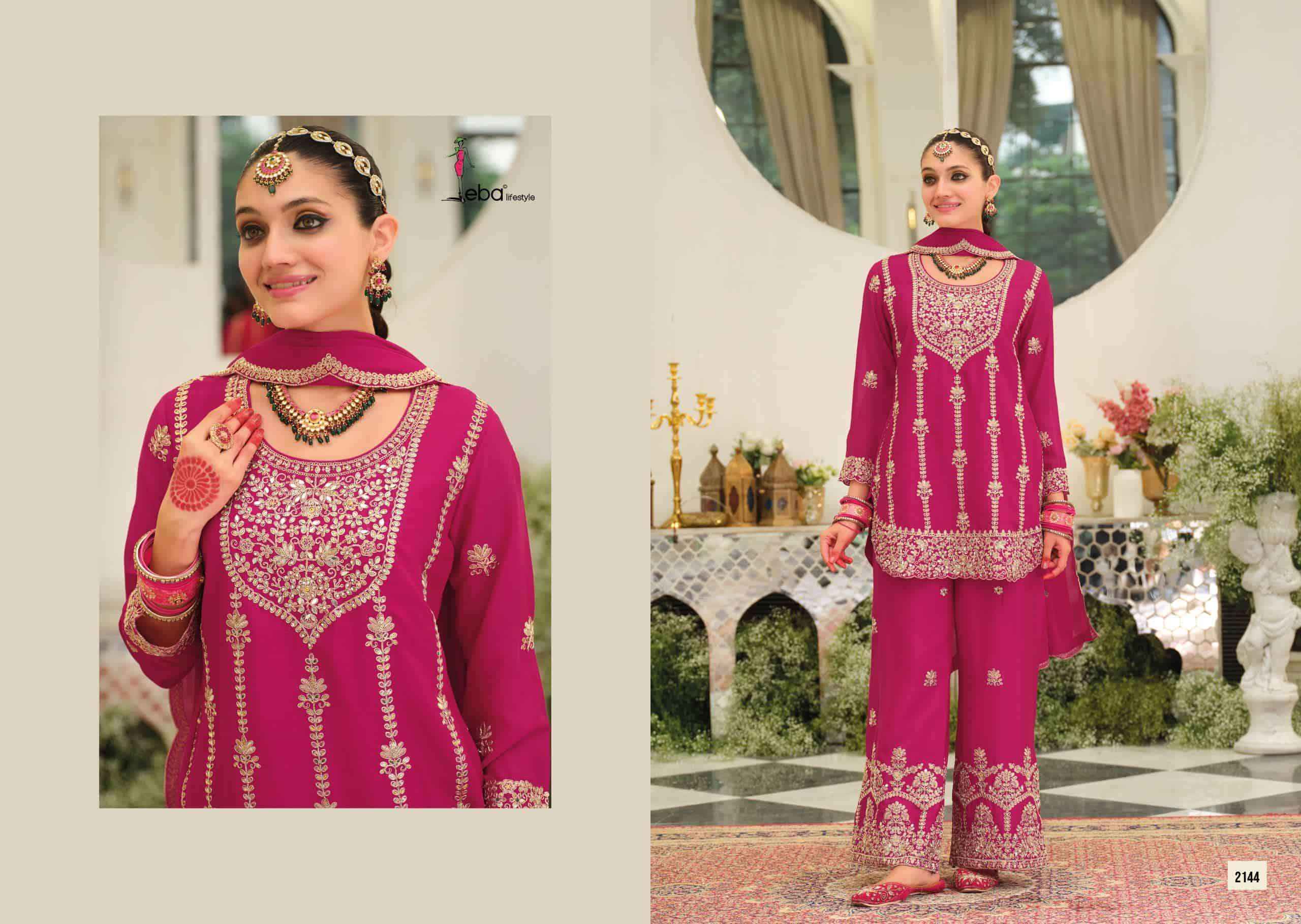 Eba Lifestyle Pallavi Nx Partywear Designer Palazzo Suit _ Surat Wholesale Market Price ( 3 Pcs Catalog )