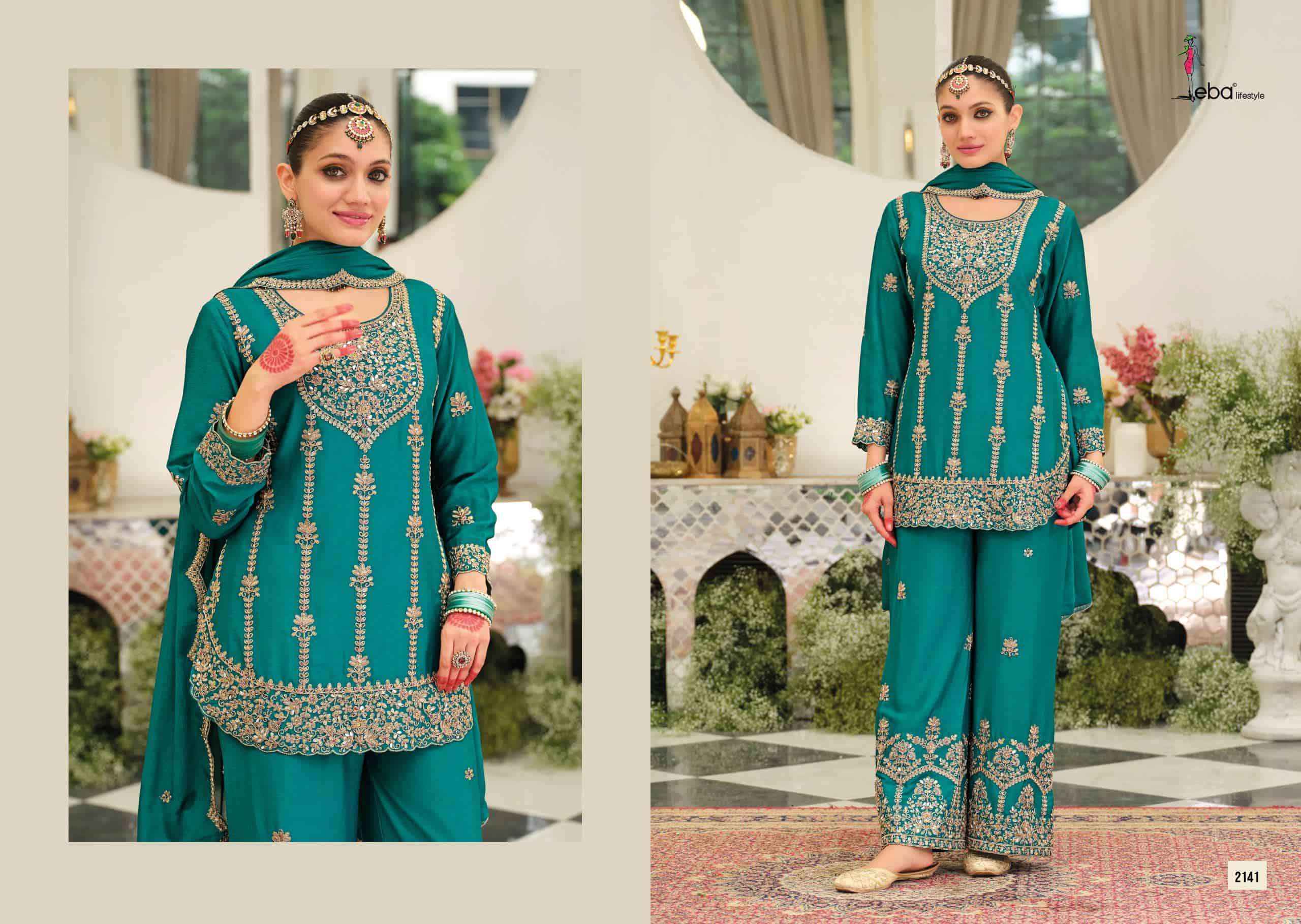 Eba Lifestyle Pallavi Nx Partywear Designer Palazzo Suit _ Surat Wholesale Market Price ( 3 Pcs Catalog )
