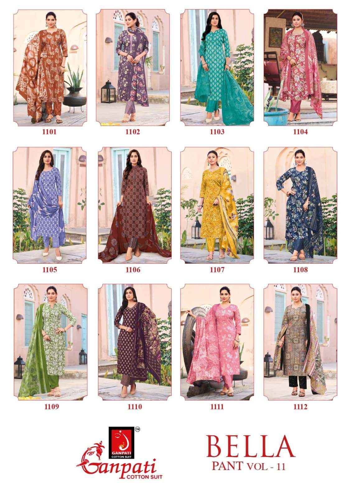 Ganpati Bella Vol 11 Premium Cotton Ladies Salwar Kameez _ Surat Wholesale Market Price ( 12 Pcs Catalog )