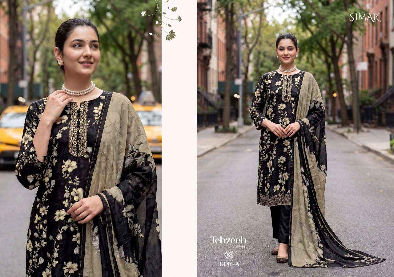 Glossy Simar Tehzeeb Vol 2 Premium Designs Muslin Salwar Suit _ Wholesale Surat Market Price ( 4 Pcs Catalog )