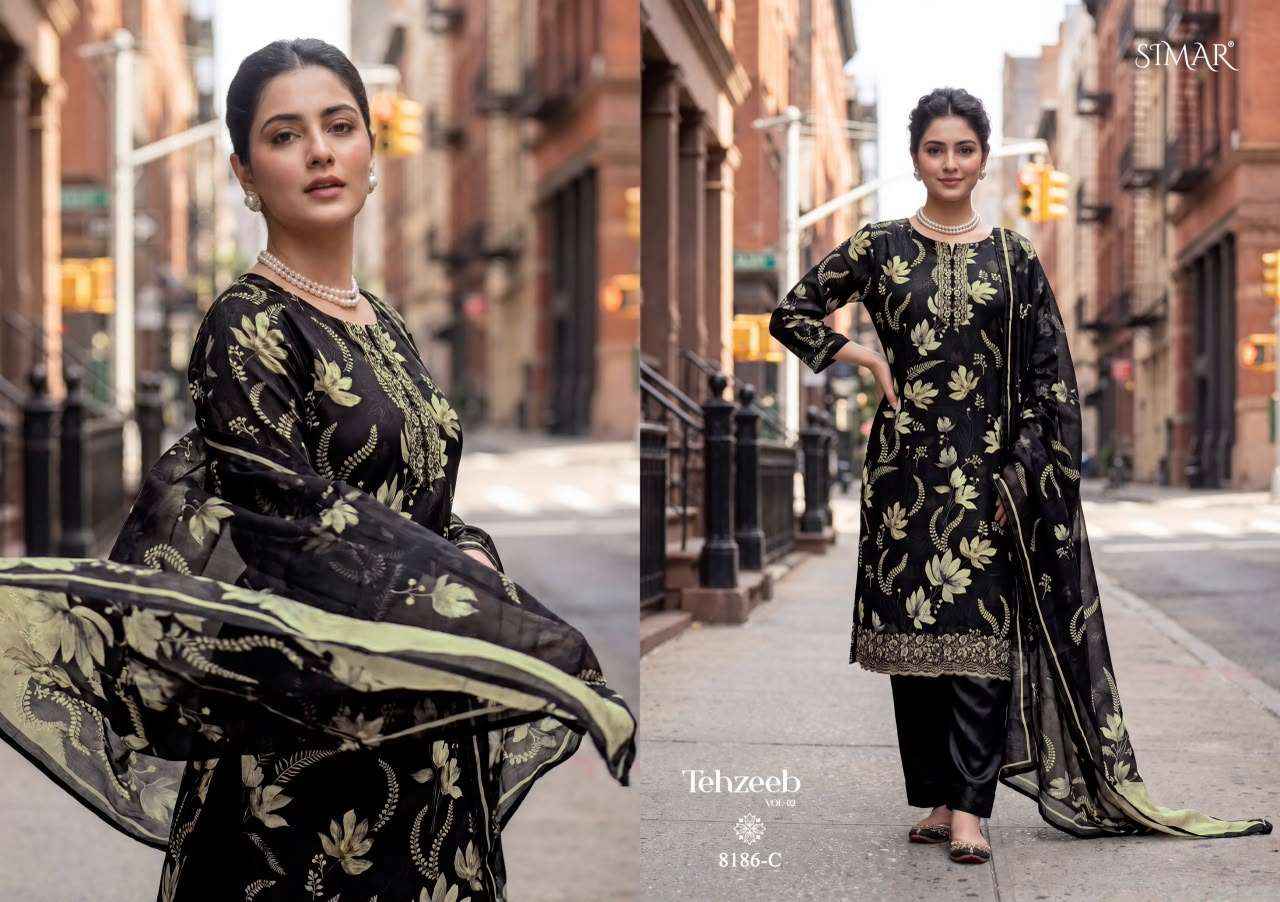 Glossy Simar Tehzeeb Vol 2 Premium Designs Muslin Salwar Suit _ Wholesale Surat Market Price ( 4 Pcs Catalog )