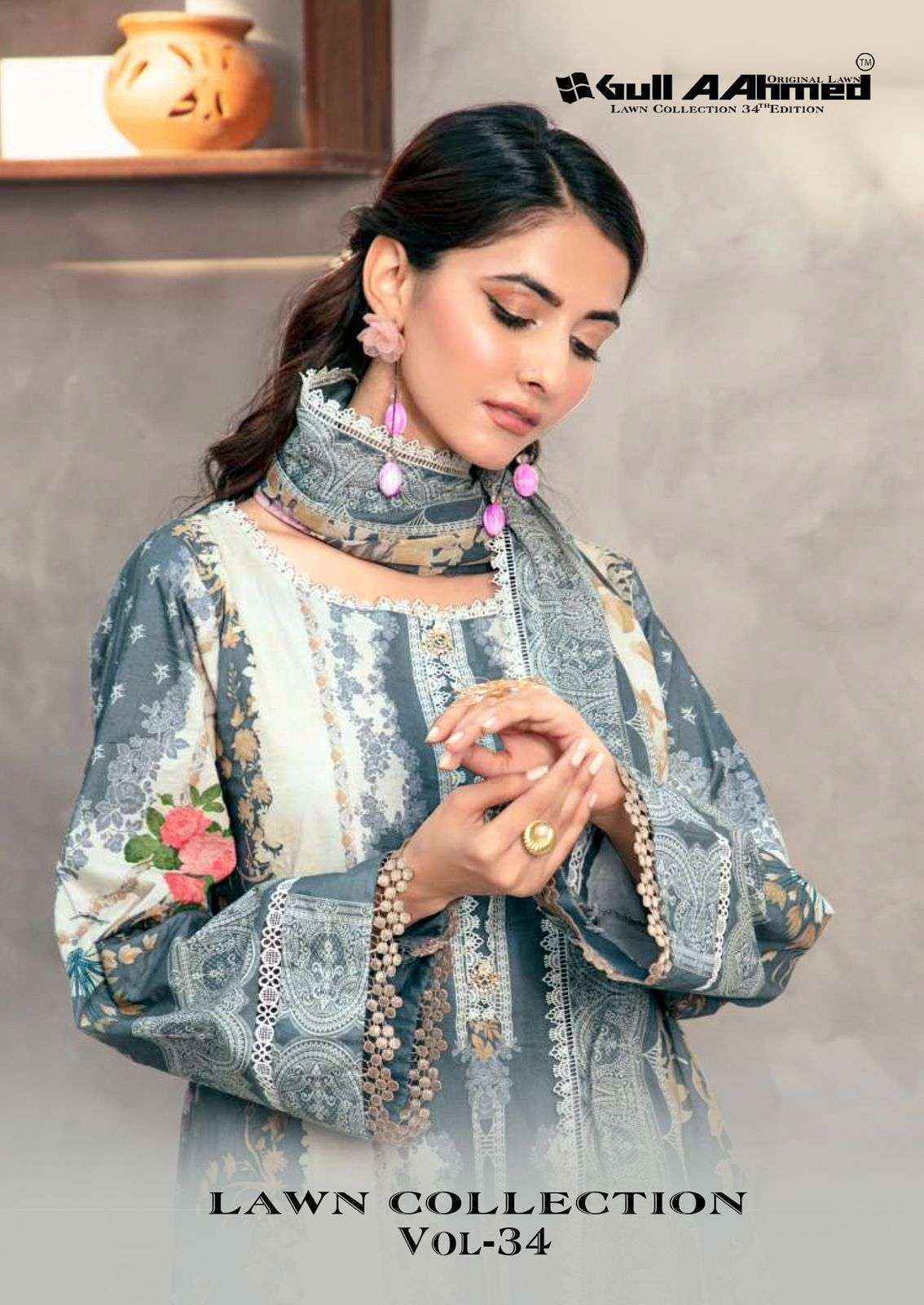 Gull Ahmed Lawn Collection Vol 34 Cambric Cotton Dress Material (6 Pcs Catalogue)