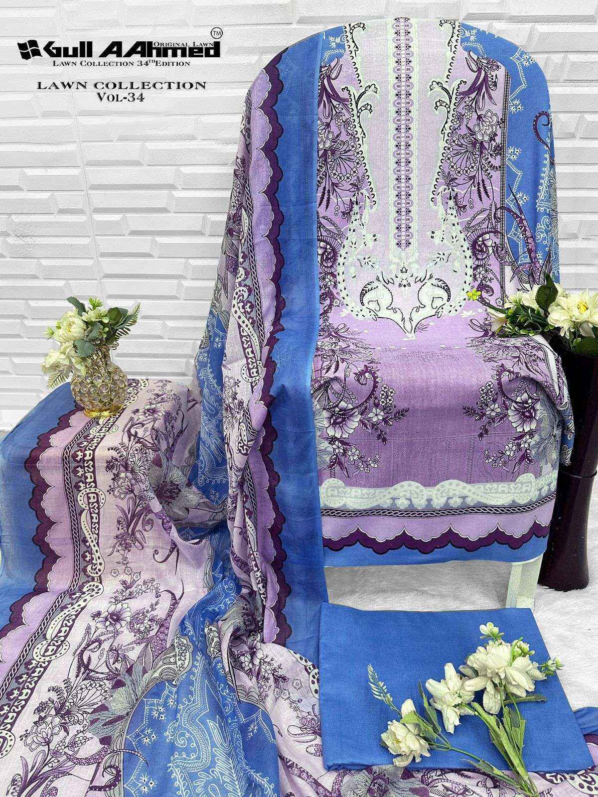 Gull Ahmed Lawn Collection Vol 34 Cambric Cotton Dress Material (6 Pcs Catalogue)