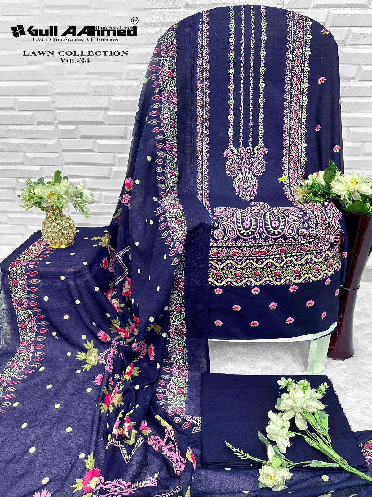 Gull Ahmed Lawn Collection Vol 34 Cambric Cotton Dress Material (6 Pcs Catalogue)