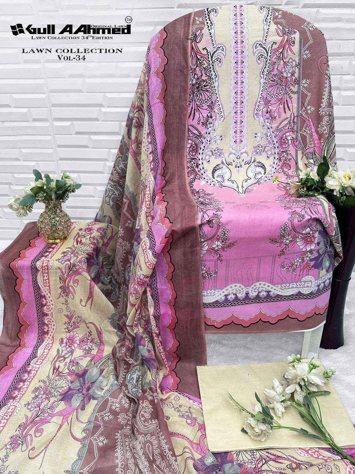 Gull Ahmed Lawn Collection Vol 34 Cambric Cotton Dress Material (6 Pcs Catalogue)