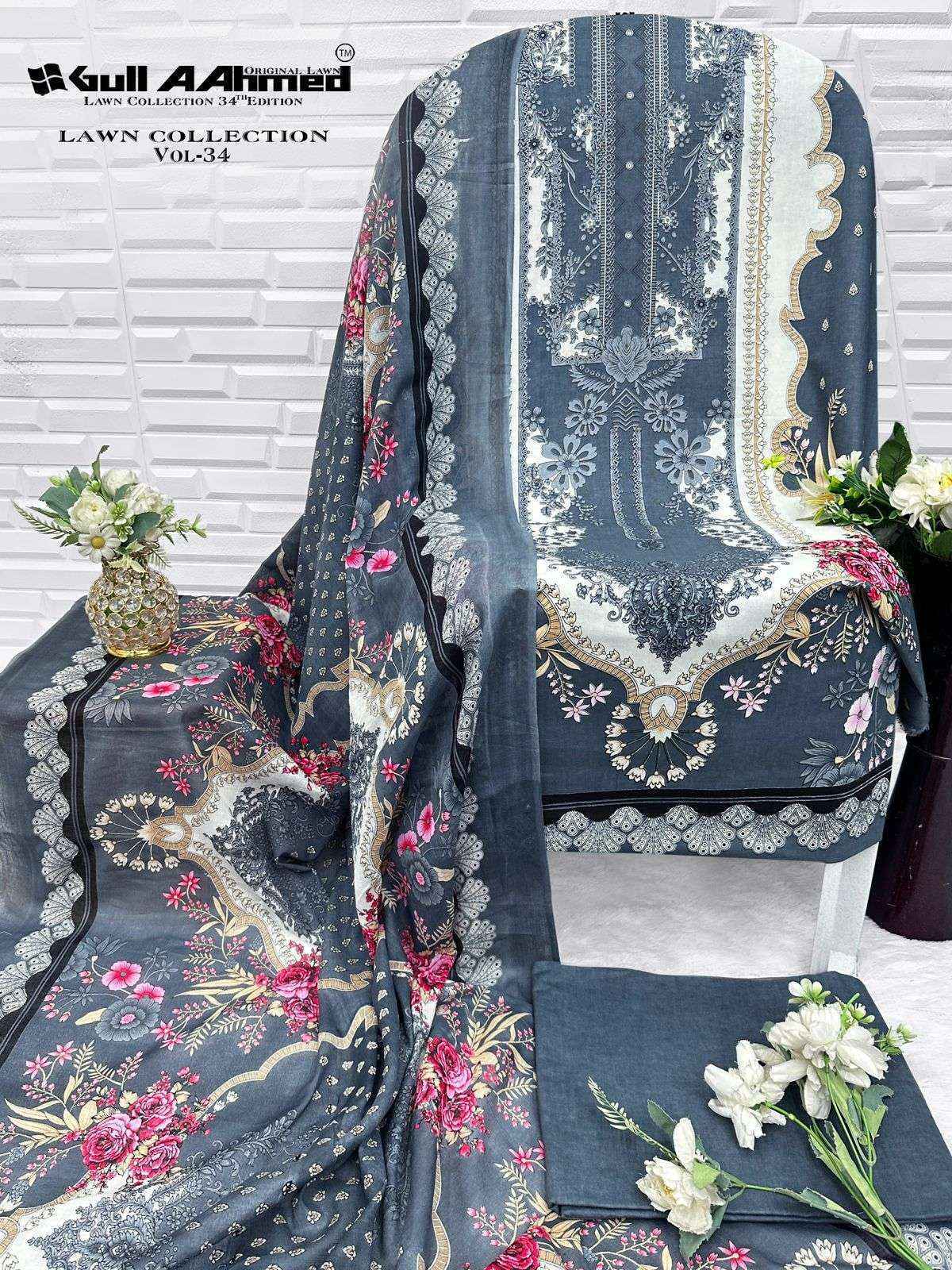 Gull Ahmed Lawn Collection Vol 34 Cambric Cotton Dress Material (6 Pcs Catalogue)