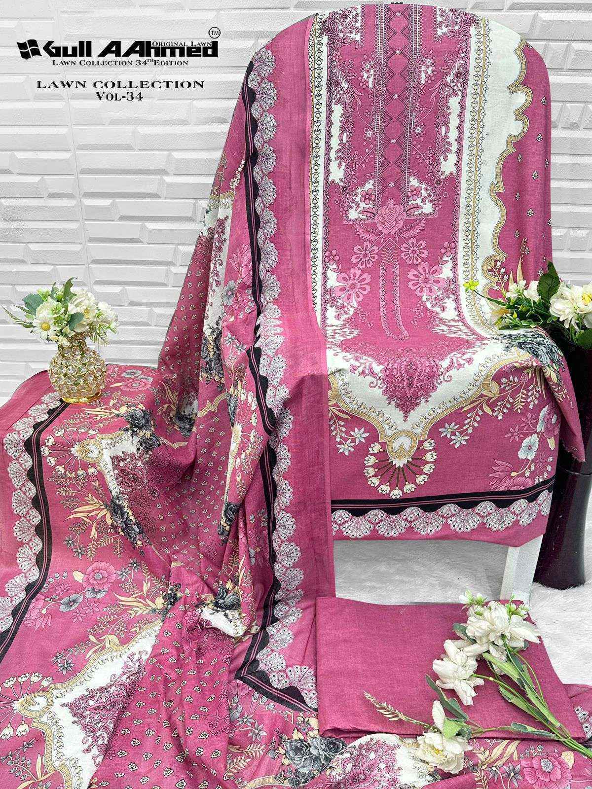Gull Ahmed Lawn Collection Vol 34 Cambric Cotton Dress Material (6 Pcs Catalogue)