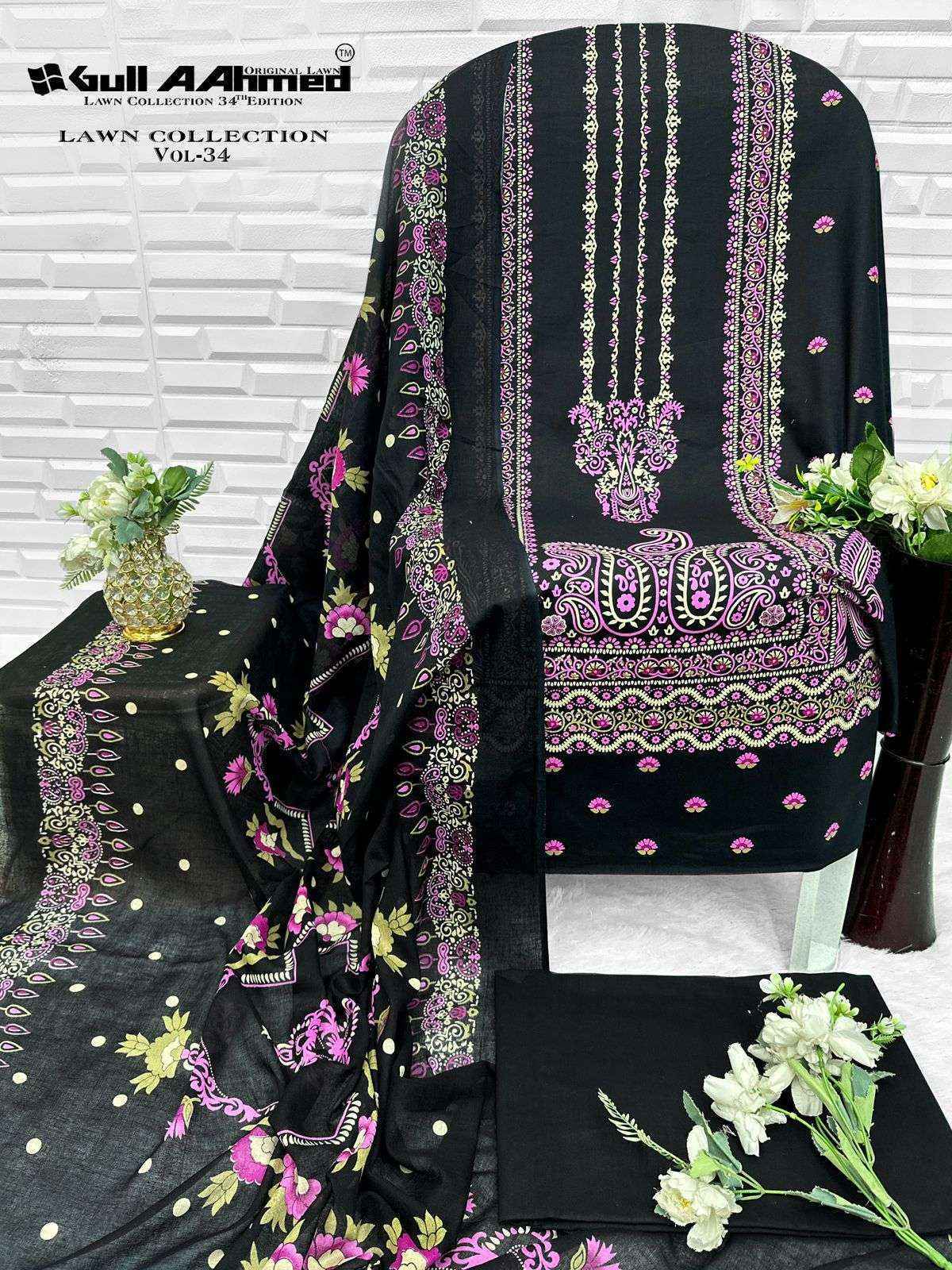 Gull Ahmed Lawn Collection Vol 34 Cambric Cotton Dress Material (6 Pcs Catalogue)