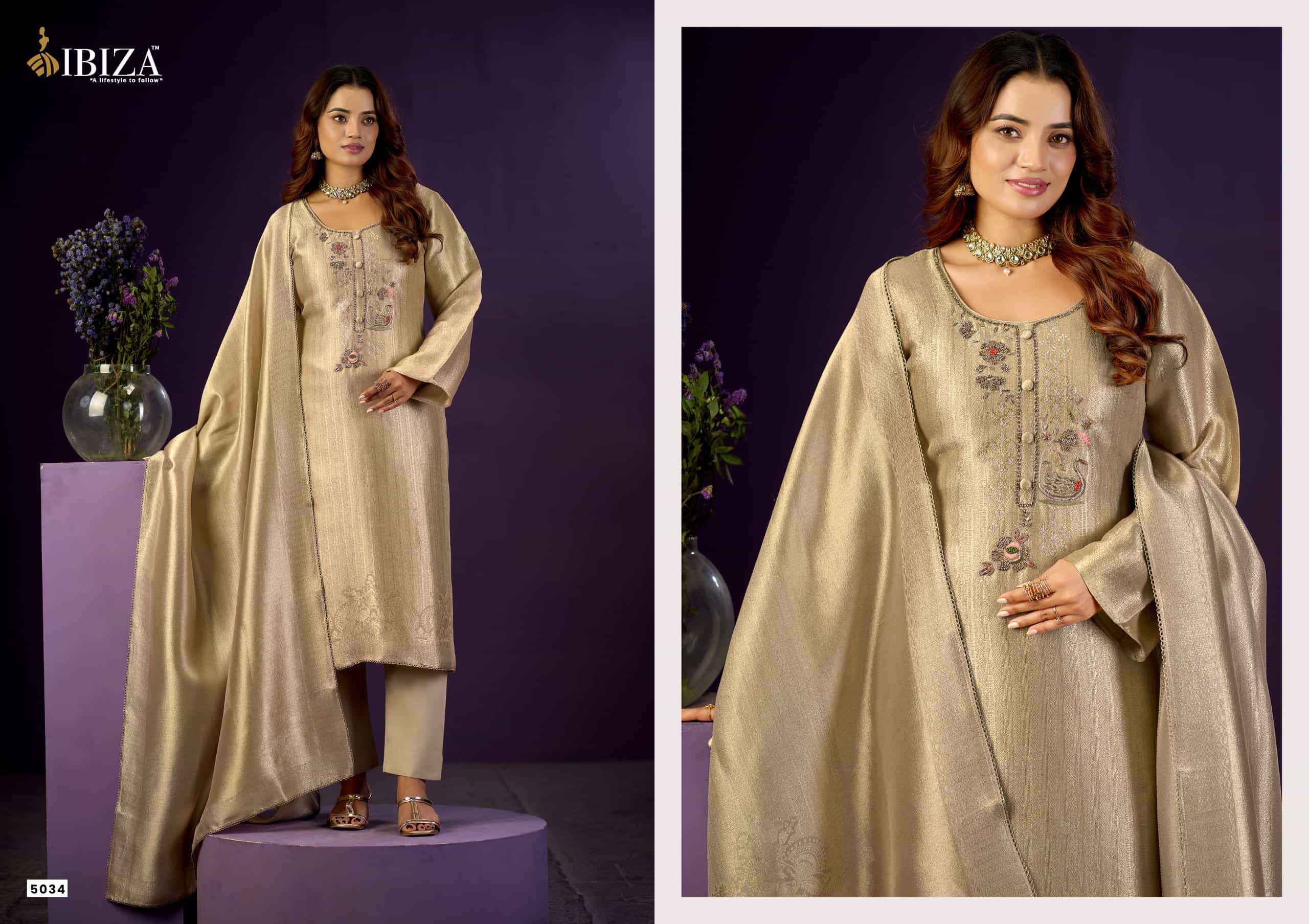 Ibiza Basma Designer Jacquard Partywear Salwar Suit _ Surat Wholesale Market Price ( 4 Pcs Catalog )