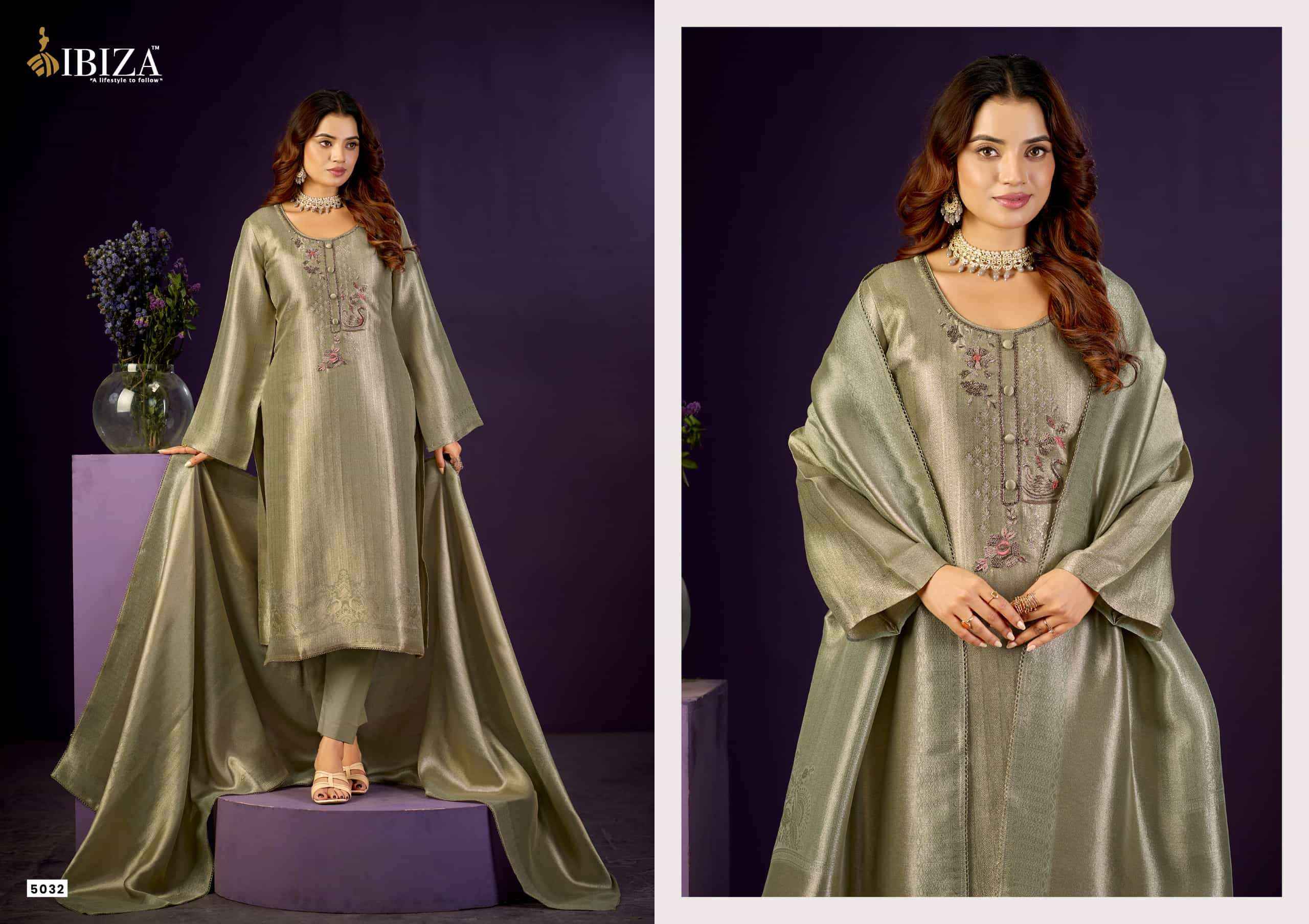 Ibiza Basma Designer Jacquard Partywear Salwar Suit _ Surat Wholesale Market Price ( 4 Pcs Catalog )