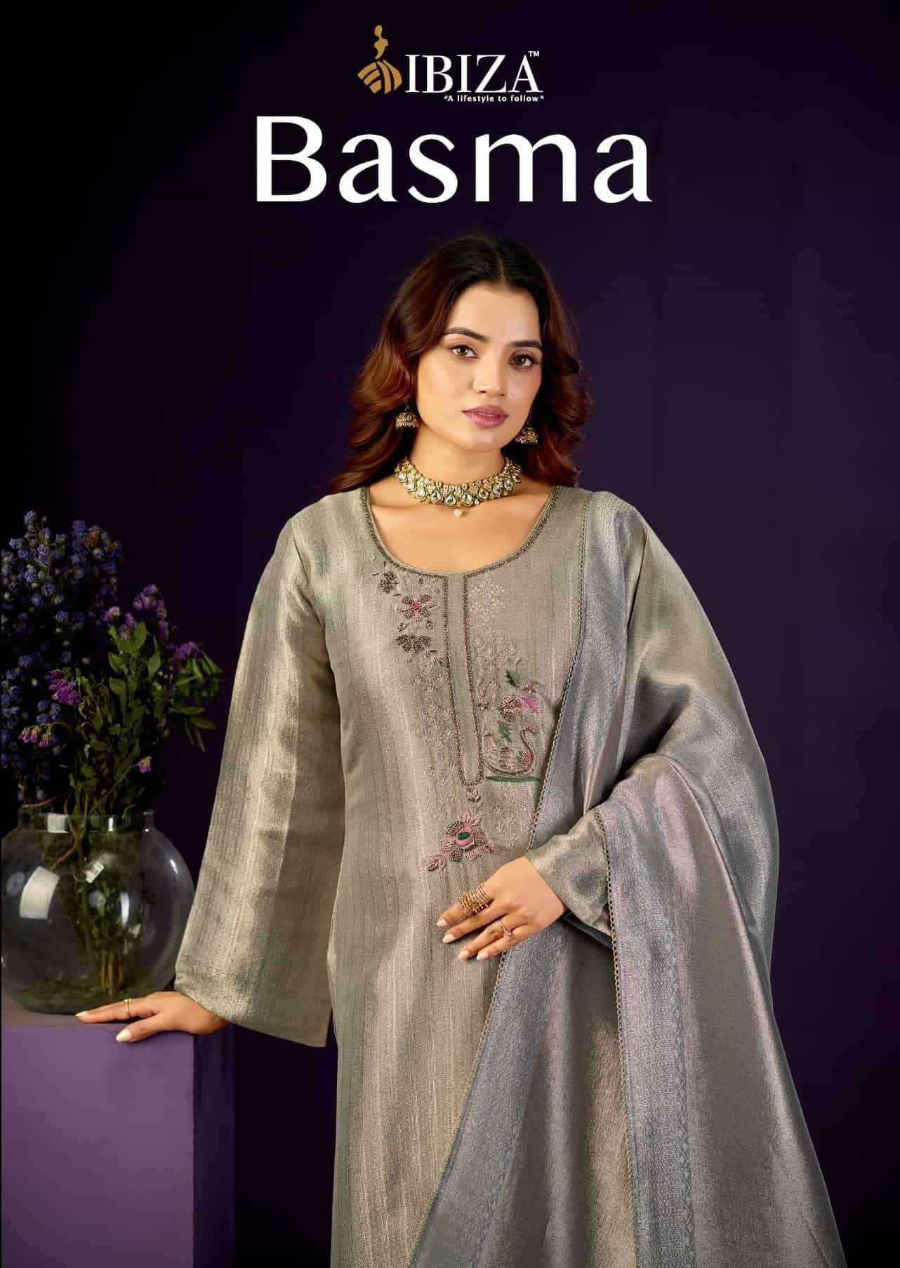 Ibiza Basma Designer Jacquard Partywear Salwar Suit _ Surat Wholesale Market Price ( 4 Pcs Catalog )