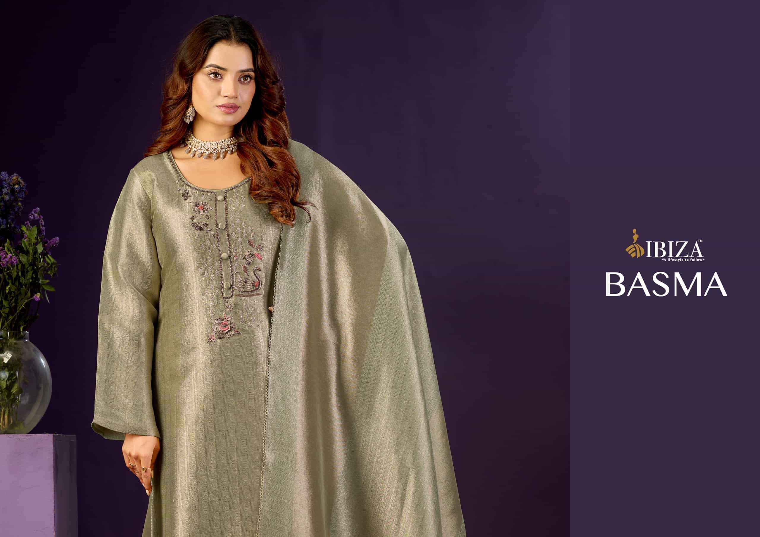 Ibiza Basma Designer Jacquard Partywear Salwar Suit _ Surat Wholesale Market Price ( 4 Pcs Catalog )