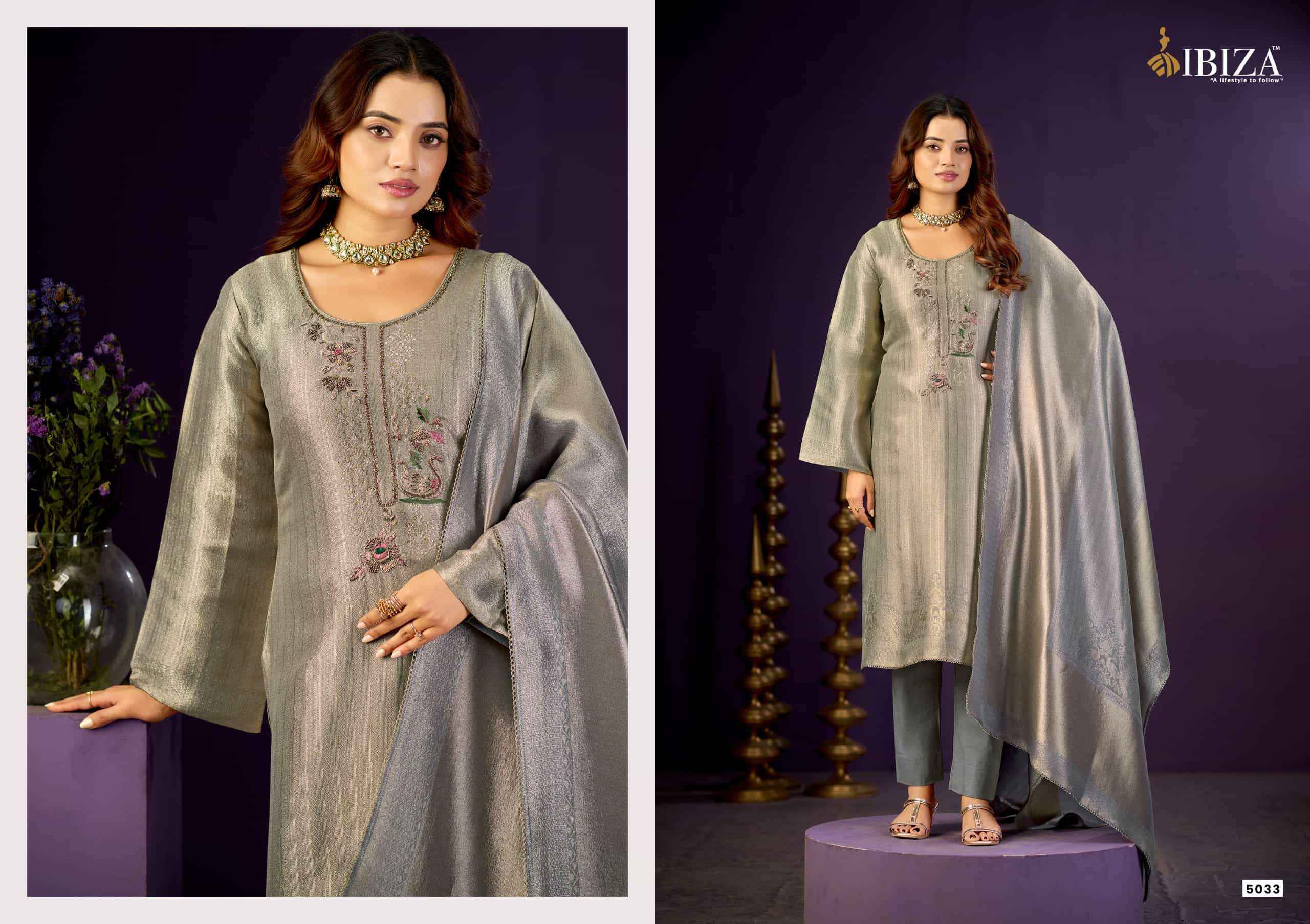 Ibiza Basma Designer Jacquard Partywear Salwar Suit _ Surat Wholesale Market Price ( 4 Pcs Catalog )